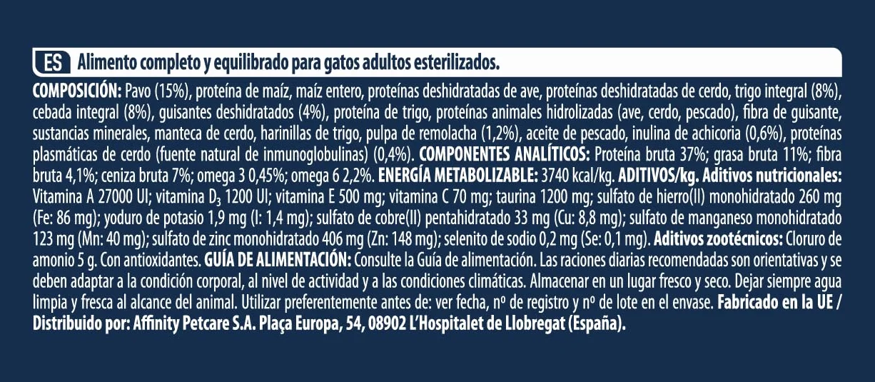 Advance Cat Adult Sterilized, Pienso para Gatos Adultos Esterilizados con Pavo, 3kg