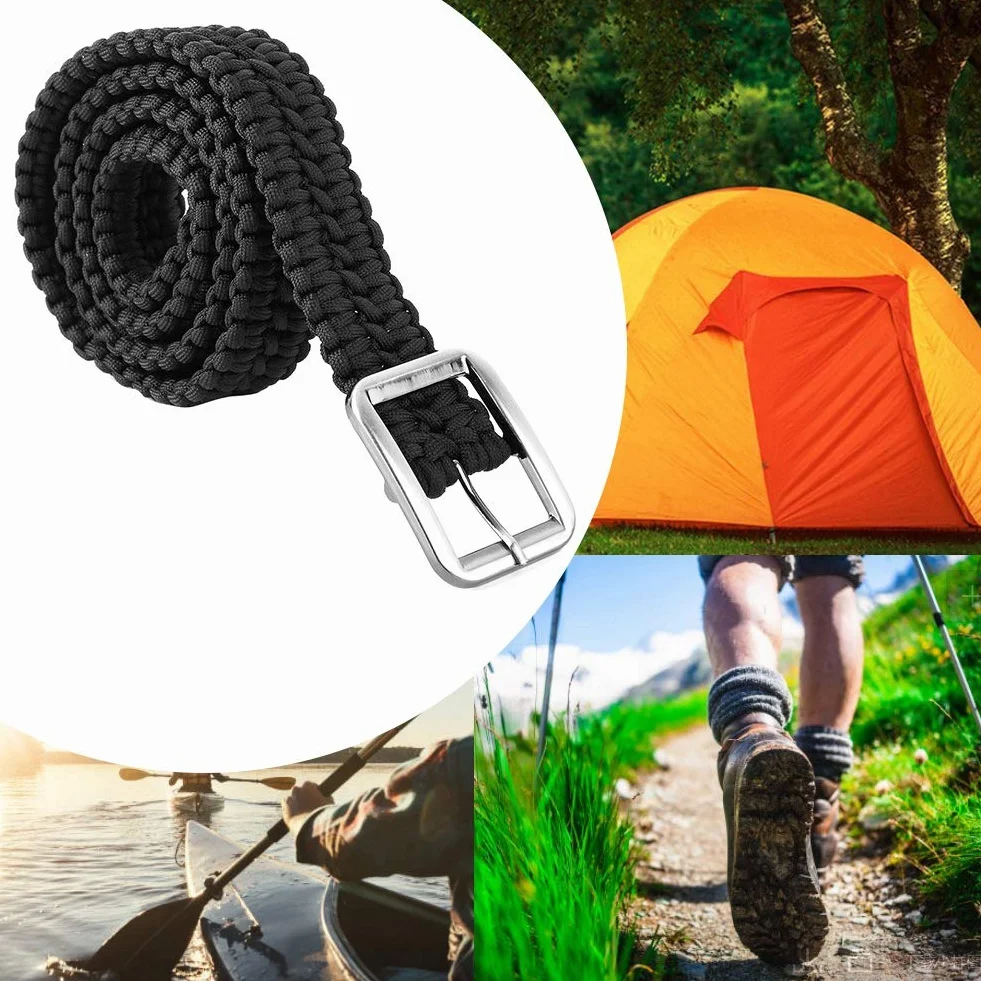 Cinturón de Supervivencia de Paracord Duradero, Cuerda Tejida Hecha a Mano para Acampar y Senderismo