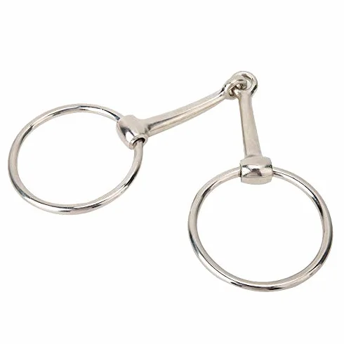 Hffheer Caballo Snaffle bit Acero Inoxidable Caballo Boca Ovalada Anillo de Caballo Flojo Boca articulada Hueca bit Accesorios ecuestres