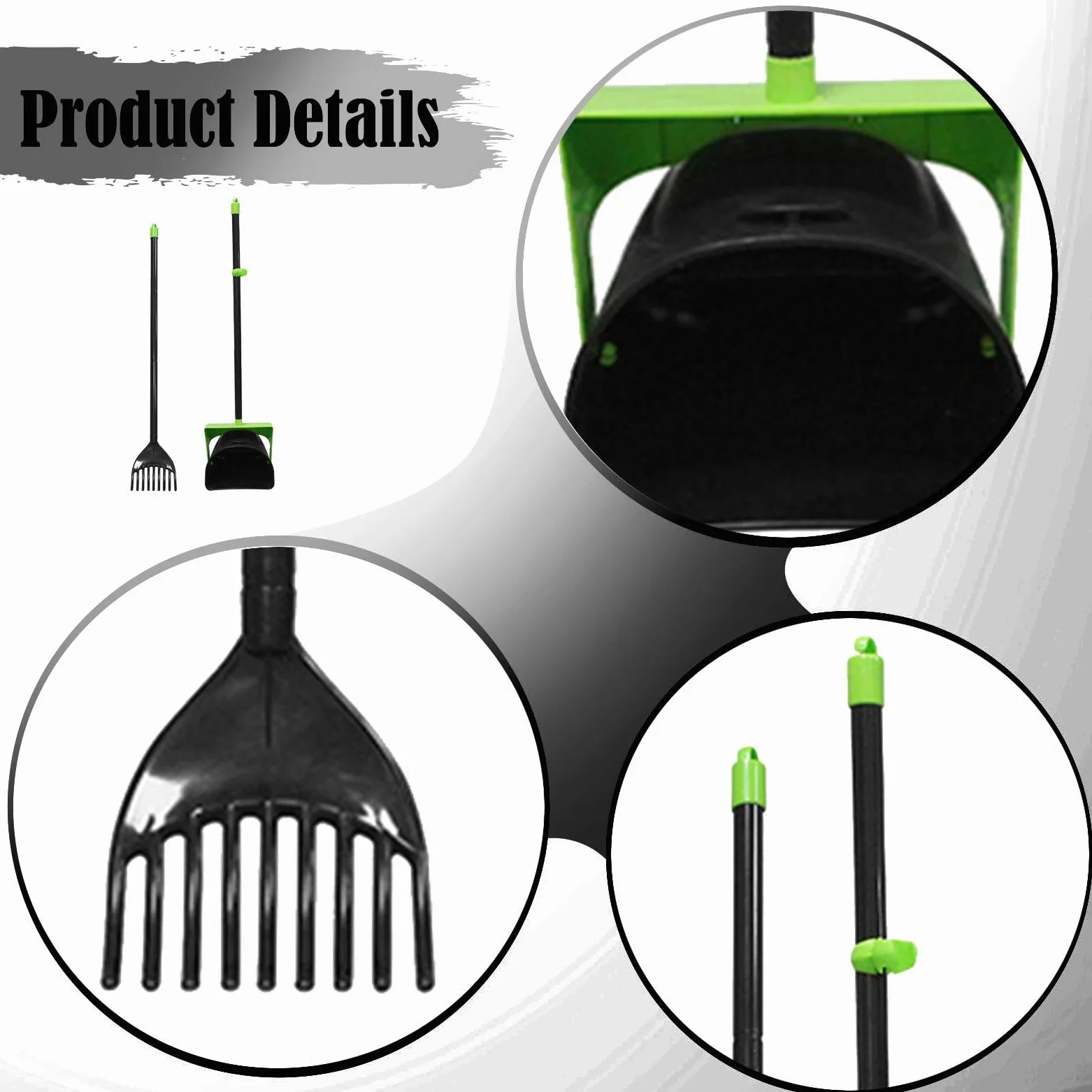 Recogedor de Excrementos de Perro Herramienta con Mango Ergonómico Ligero Portátil Material PP Adecuado para Jardín Patios Paseo de Perros, 2 Piezas, Individual