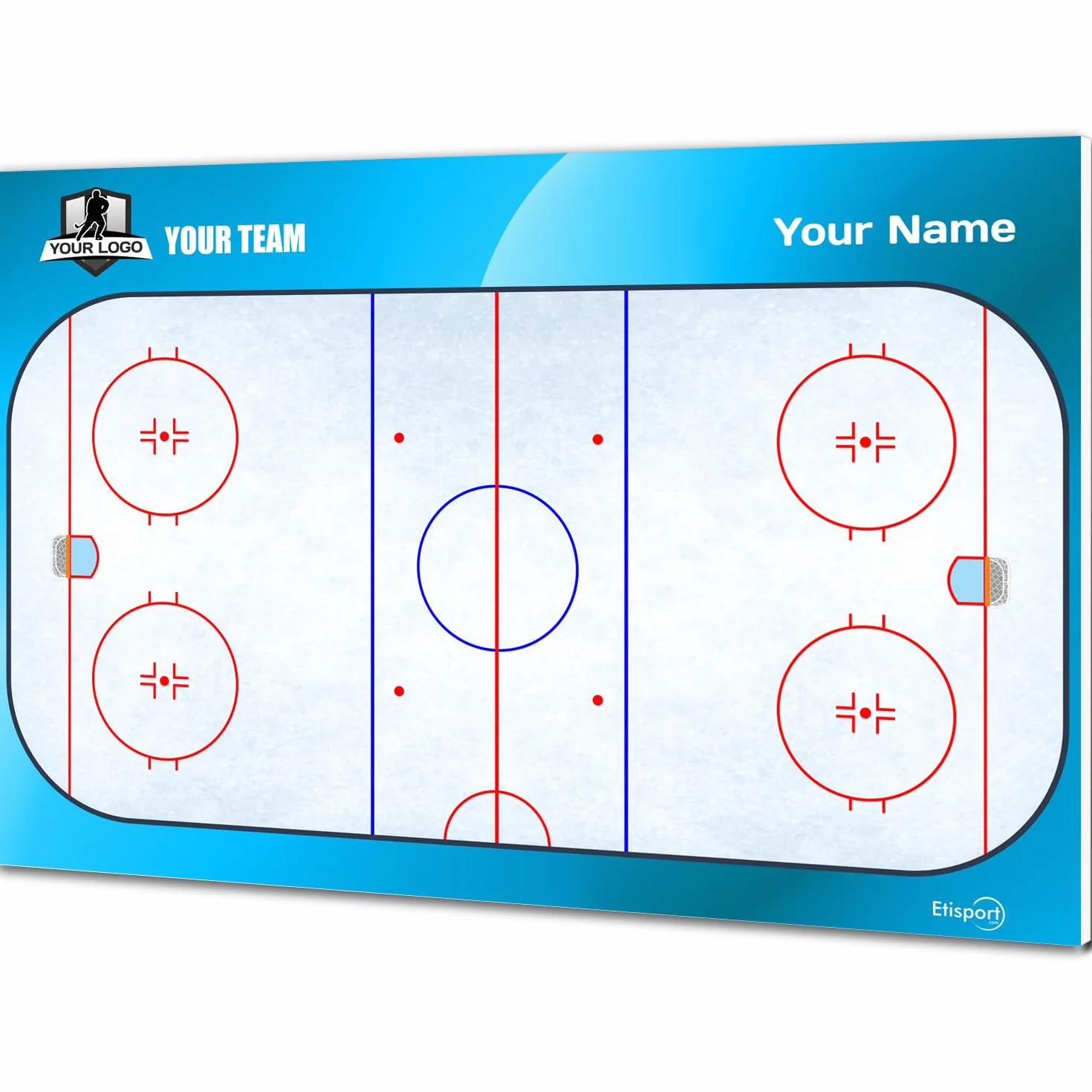 Pizarra táctica Hockey Hielo Entrenador Personalizada con Nombre y Escudo Club Tablero borrado seco
