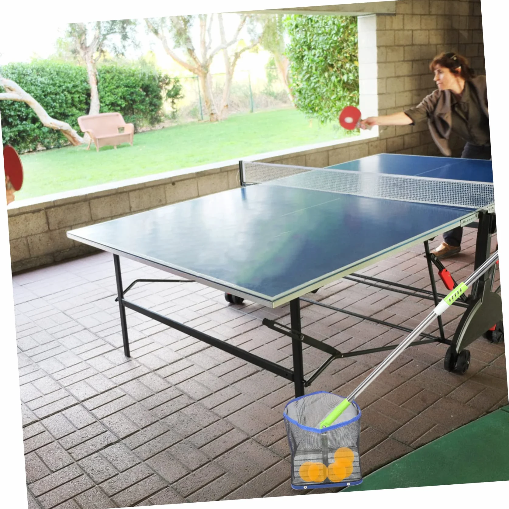 VANZACK Recolector de Pelotas de Tenis de Mesa Red con Mango Largo de Acero Inoxidable