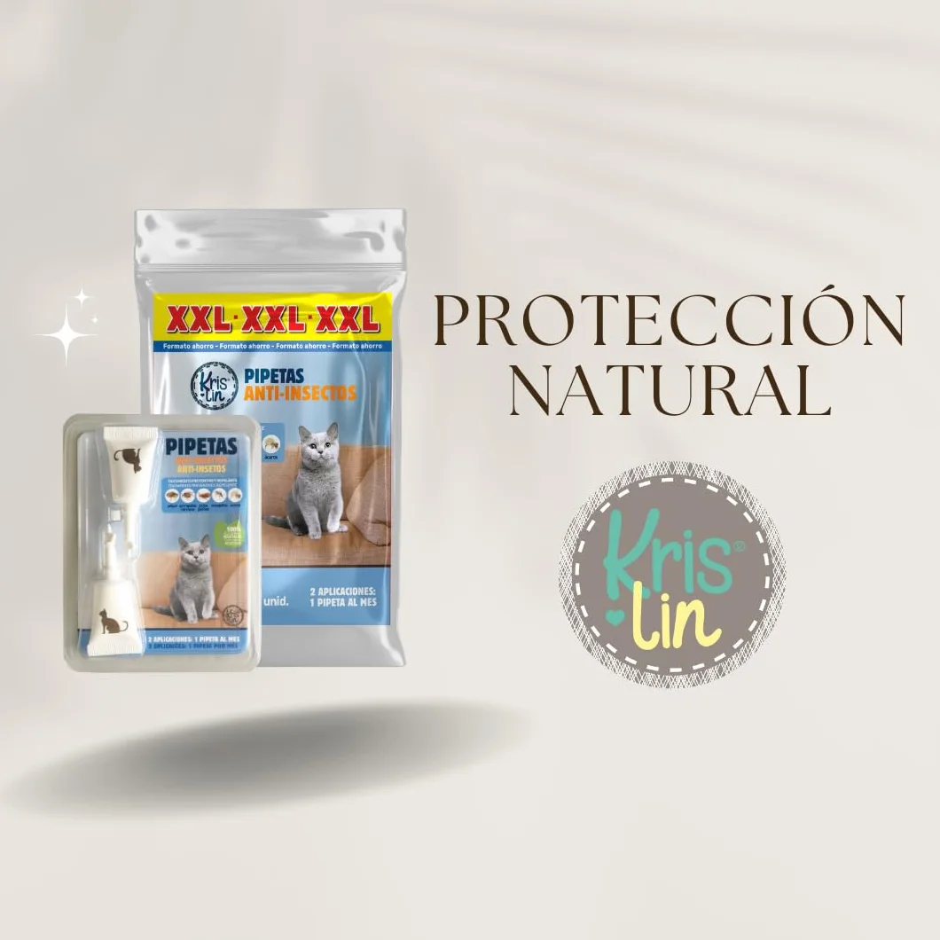 Pipetas Repel para Gatos con Margosa, Geraniol Y Lavandino, contra pulgas, garrapatas e Insectos, Blister con 2 Unidades