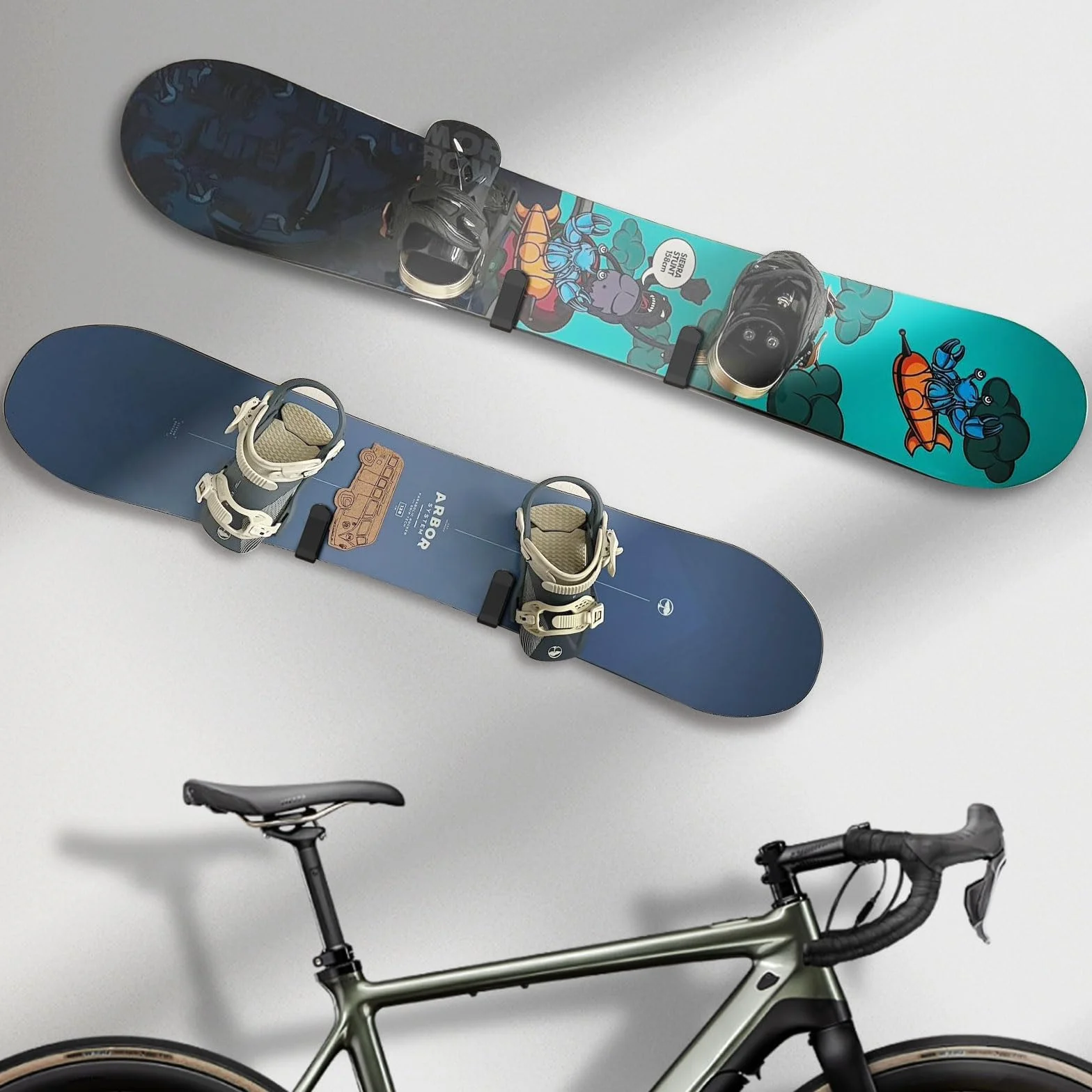 Soporte de pared para tabla de snowboard, clips horizontales de montaje para garaje