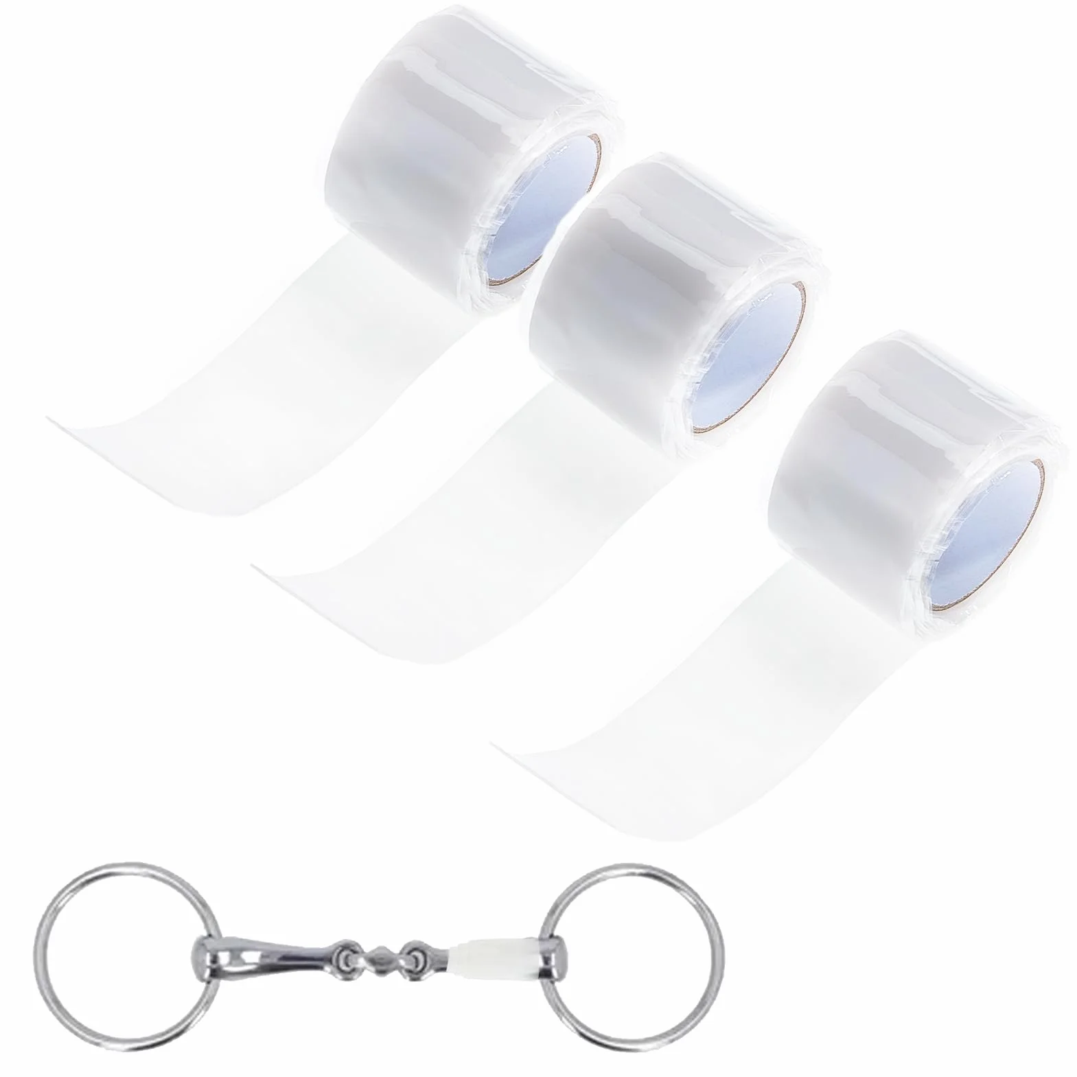 NICENEEDED 3 Rollo de Banda para Embutir Bocados de Caballo, Cinta Elástica de Silicona de 2.5cm X 1 m para Proteger la Broca de Caballos, Ideal para Equinos Y Ecuestres.