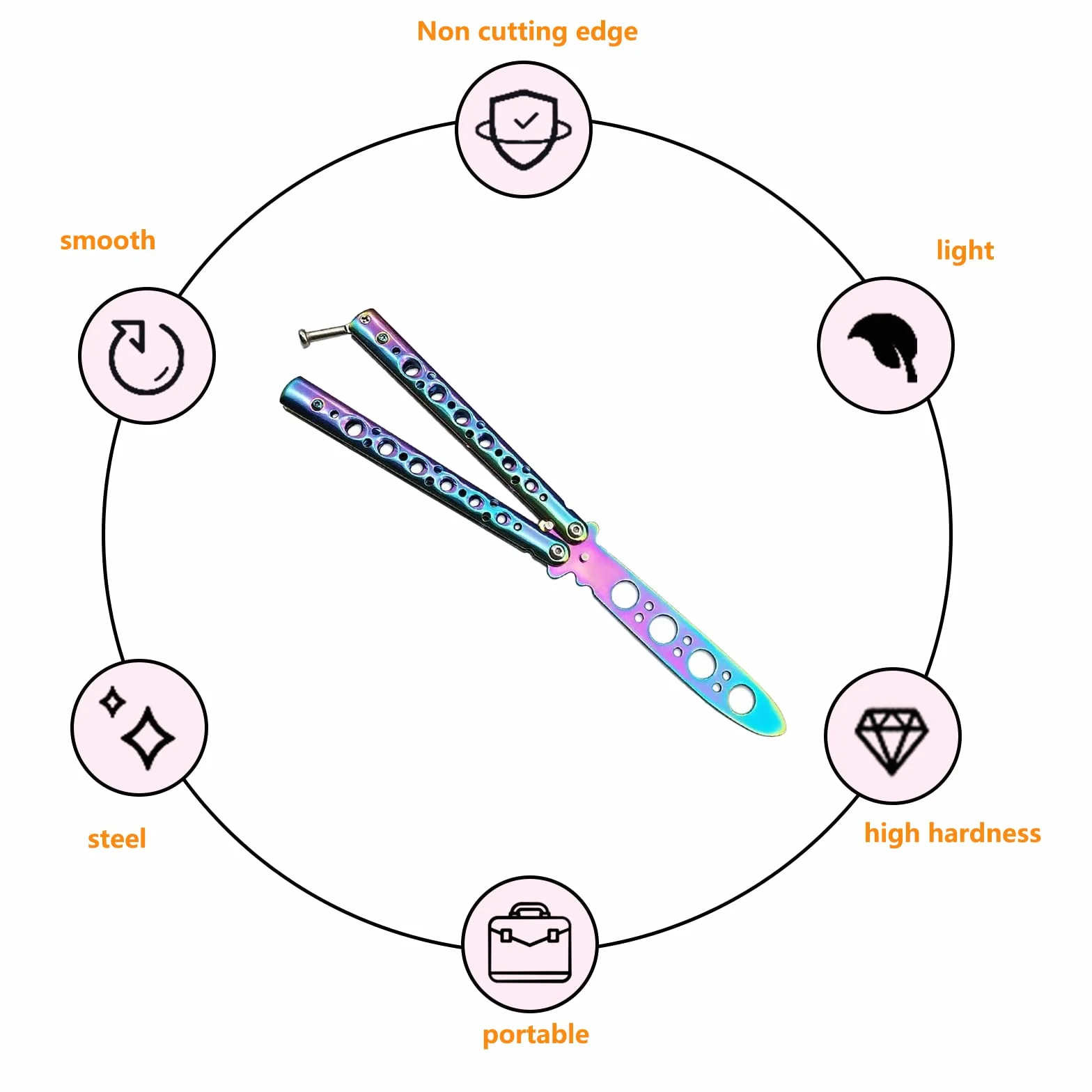 ZoeTekway Butterfly Trainer Cuchillo de Práctica Mariposa Arco Iris sin Hoja Afilada para Principiantes