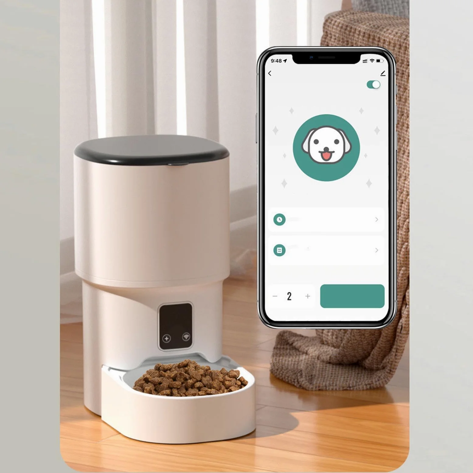 Luocute Comedero y Bebedero Inteligente para Mascotas, Dispensador Automático de Comida para Perros y Gatos con Control de Aplicación WiFi Horarios de Alimentación Preestablecidos,
