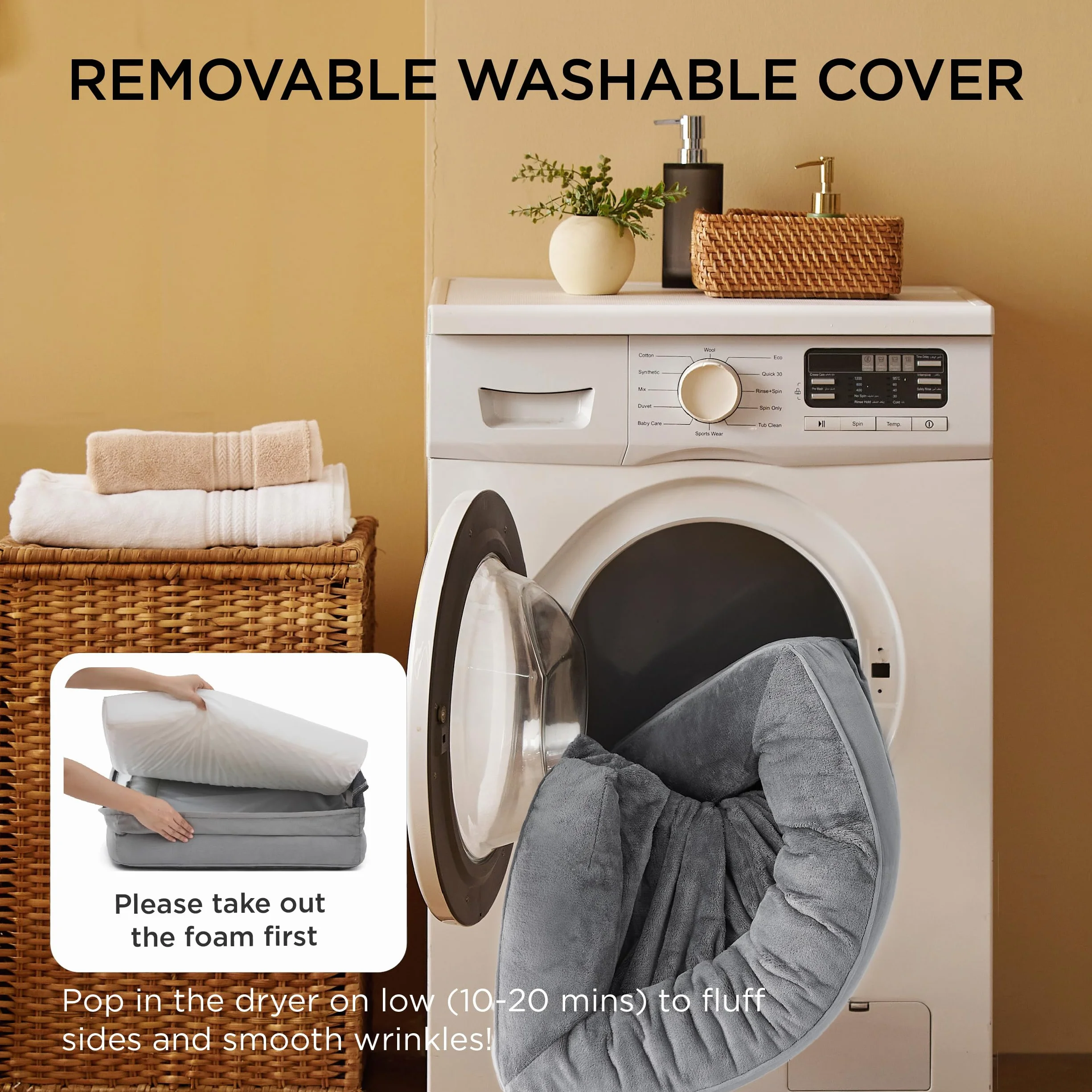 Bedsure Sofá Perro Ortopédica Grande - Cama Perro Desenfundable y Lavable, Colchon Perro con Forro Impermeable y Espuma Viscoelastica, Gris, L