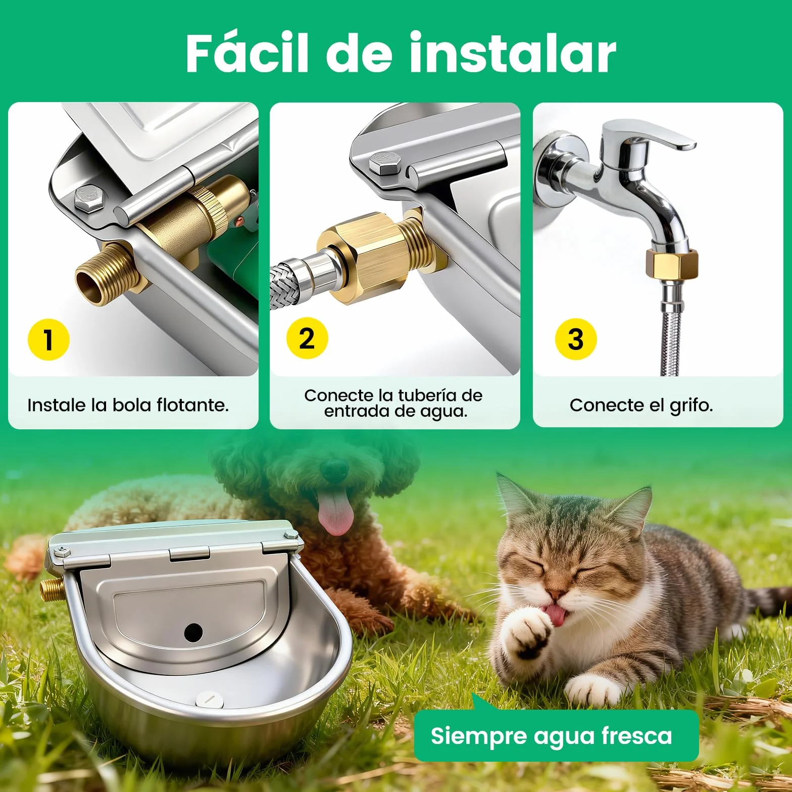 Bebedero Automatico con Valvula Flotador,Acero Inoxidable Bebedero Ganadero,Bebedero Caballos & Vacas Automatico,Bebedero para Ovejas Exterior,Bebedero Automatico para Ganado para Animales