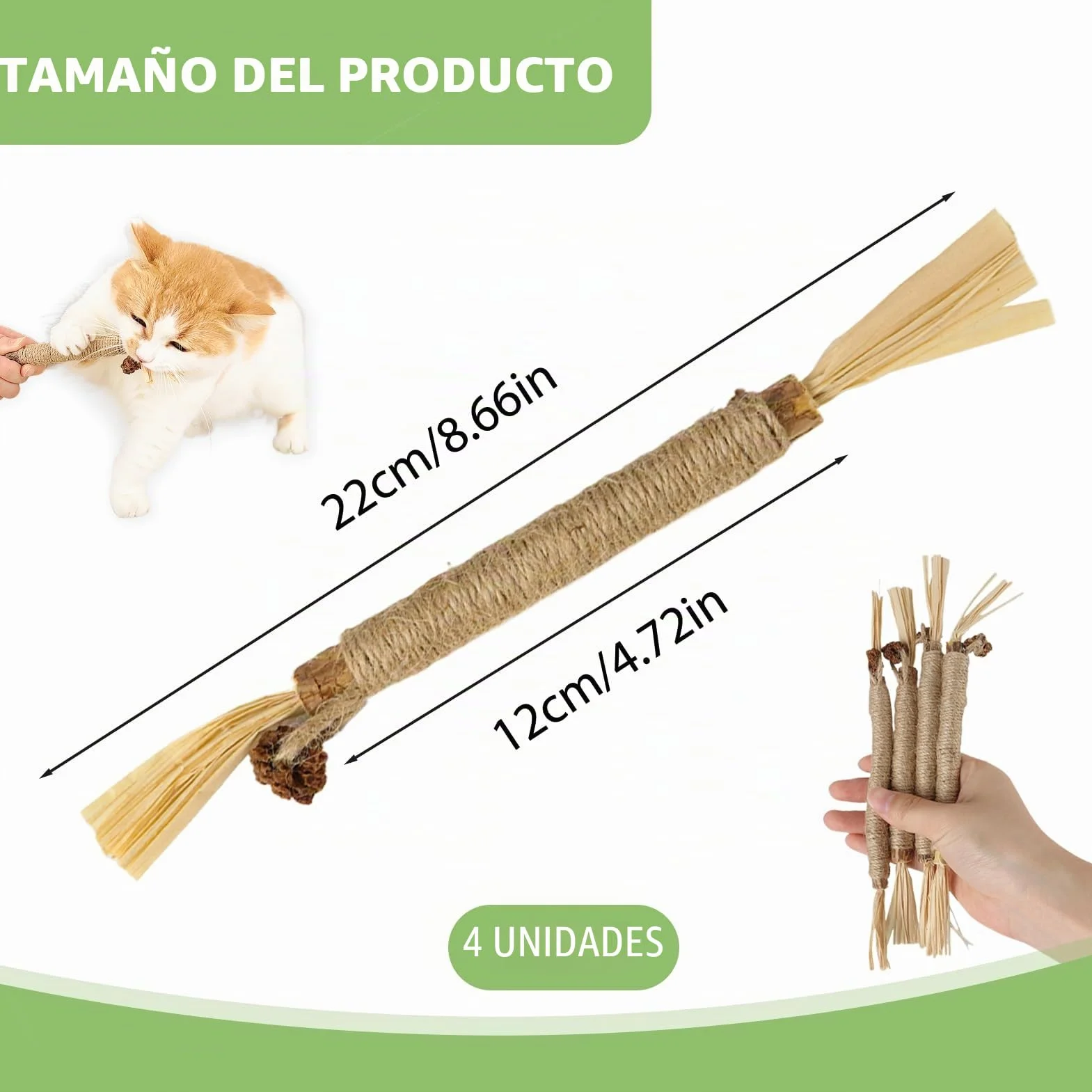 4 piezas de palitos masticables para gatos, juguetes de higiene bucal, cuidado dental, ayuda a eliminar el sarro y el mal aliento, salud e higiene dental