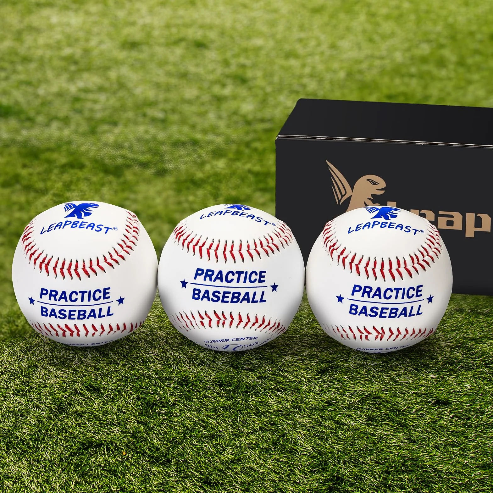 LeapBeast Pelotas de Béisbol Profesionales 9", PU Cosido a Mano, 3 Piezas, Dura/Blanda