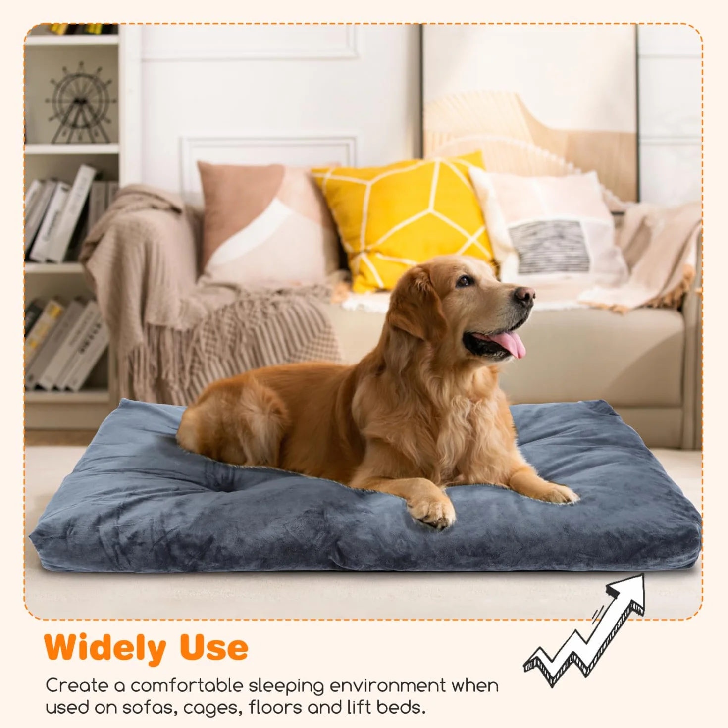 Nobleza Cama Perro Grande, Cama Perro Lavable, Suave y Esponjoso, Antideslizante, Gris Oscuro, 110x73cm