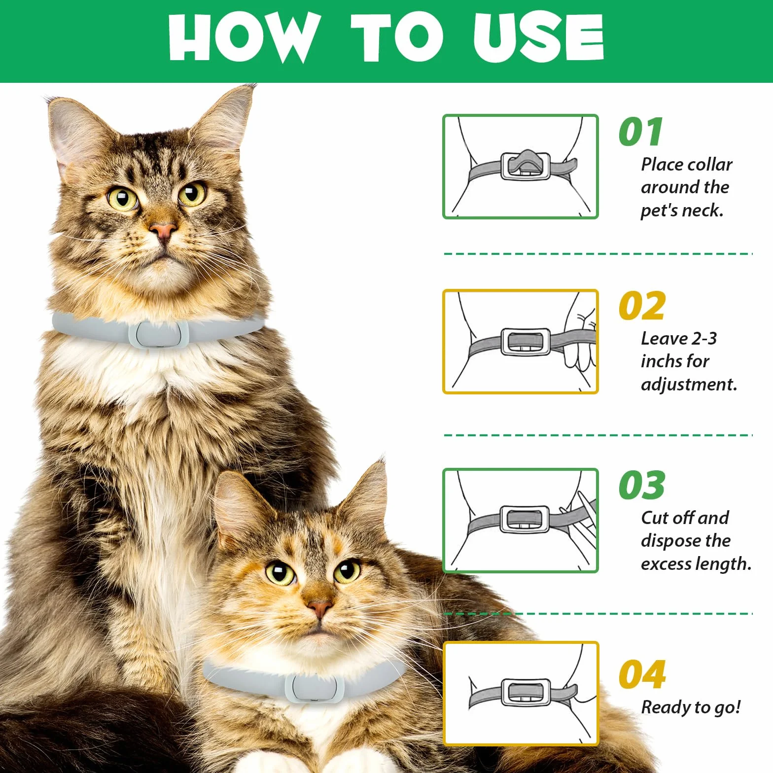 Collar Antiparasitario Gatos páquete de 4 – Collar Antipulgas Gatos Ajustable e Impermeable – 24 Meses de Protección – Collars Gato Antiparasitario Seguro y Cómodo (Gris, 4 Piezas)