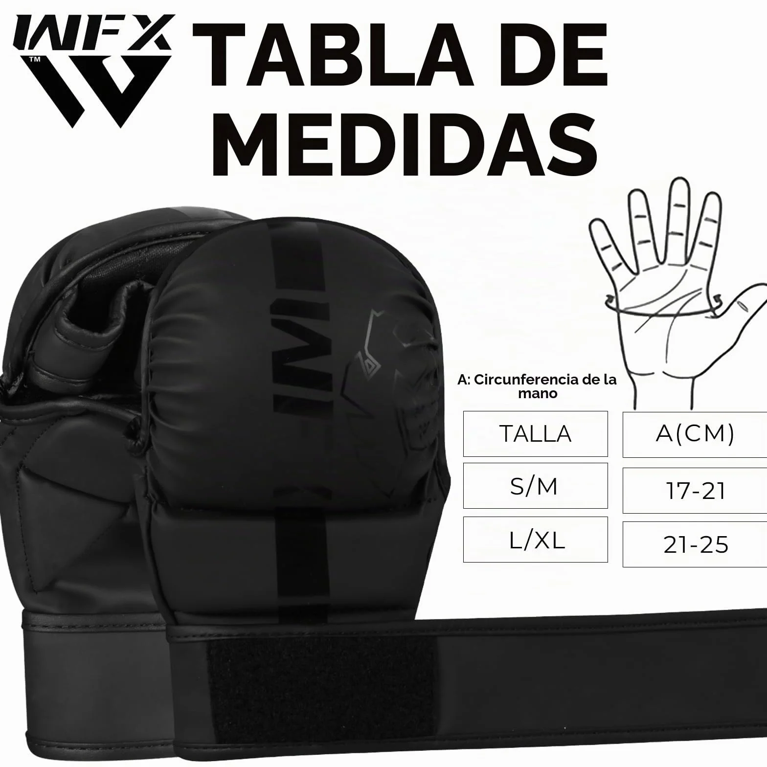 WFX Guantes de artes marciales Sparring Muay Thai Palma Abierta Soporte de Muñeca Ajustable