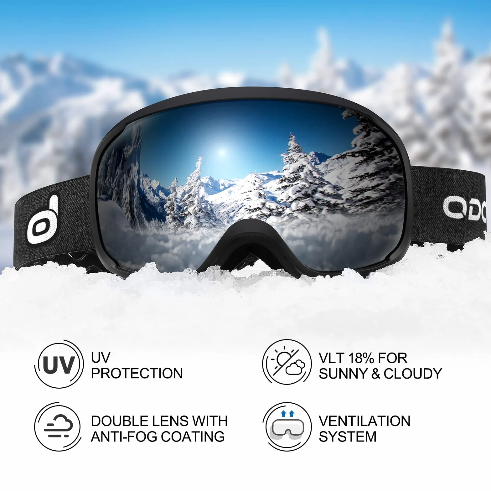 Odoland Casco de Esquí con Gafas, Casco de Nieve Ajustable Ligero para Snowboard y Esquiar Adultos