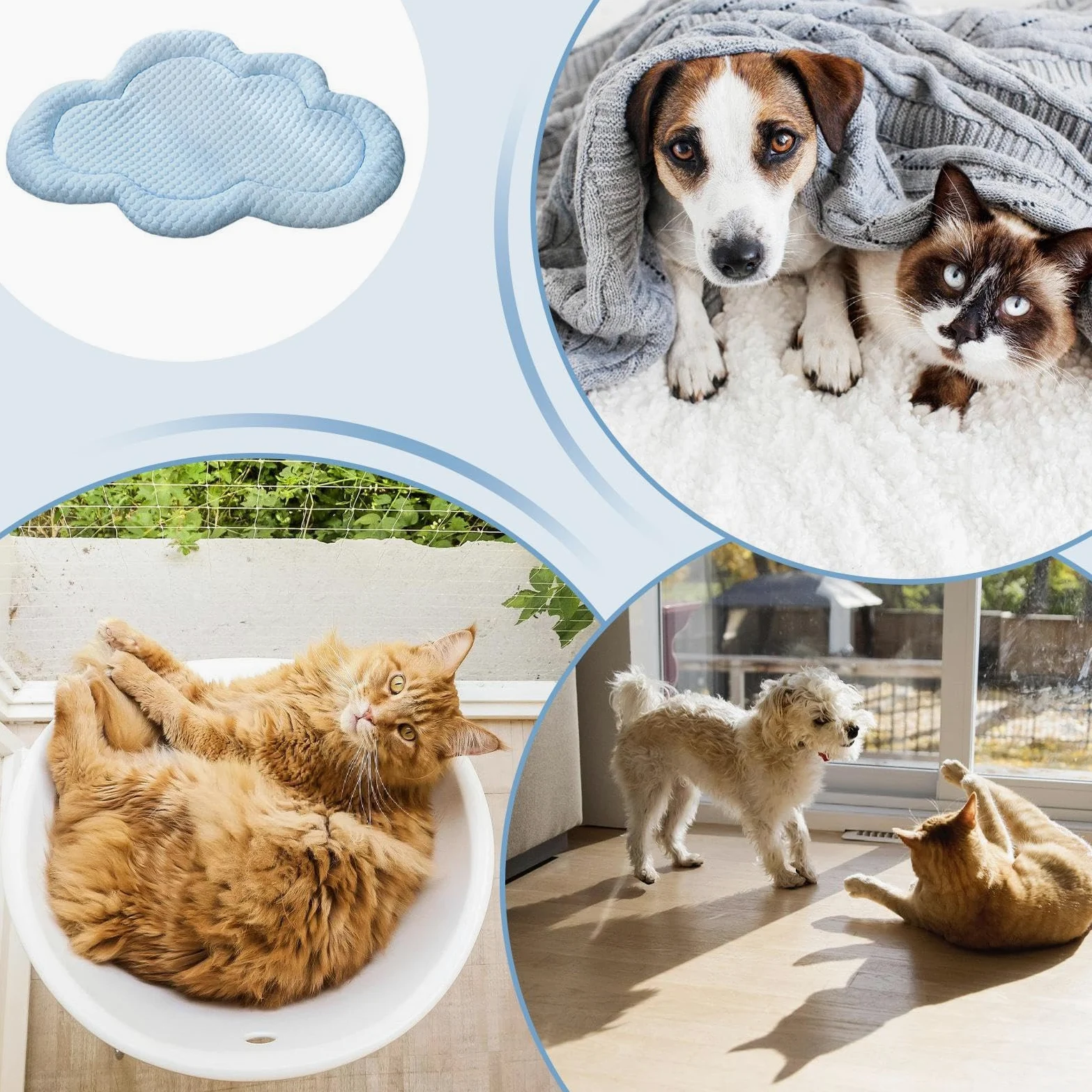 Tapete de enfriamiento para perro, tapete fresco en forma de nube para gatos, suministros para mascotas de y verano para perros pequeños y medianos, tapete portátil para dormir para casa | gatos, suministros para mascotas de y verano para perros pequeños