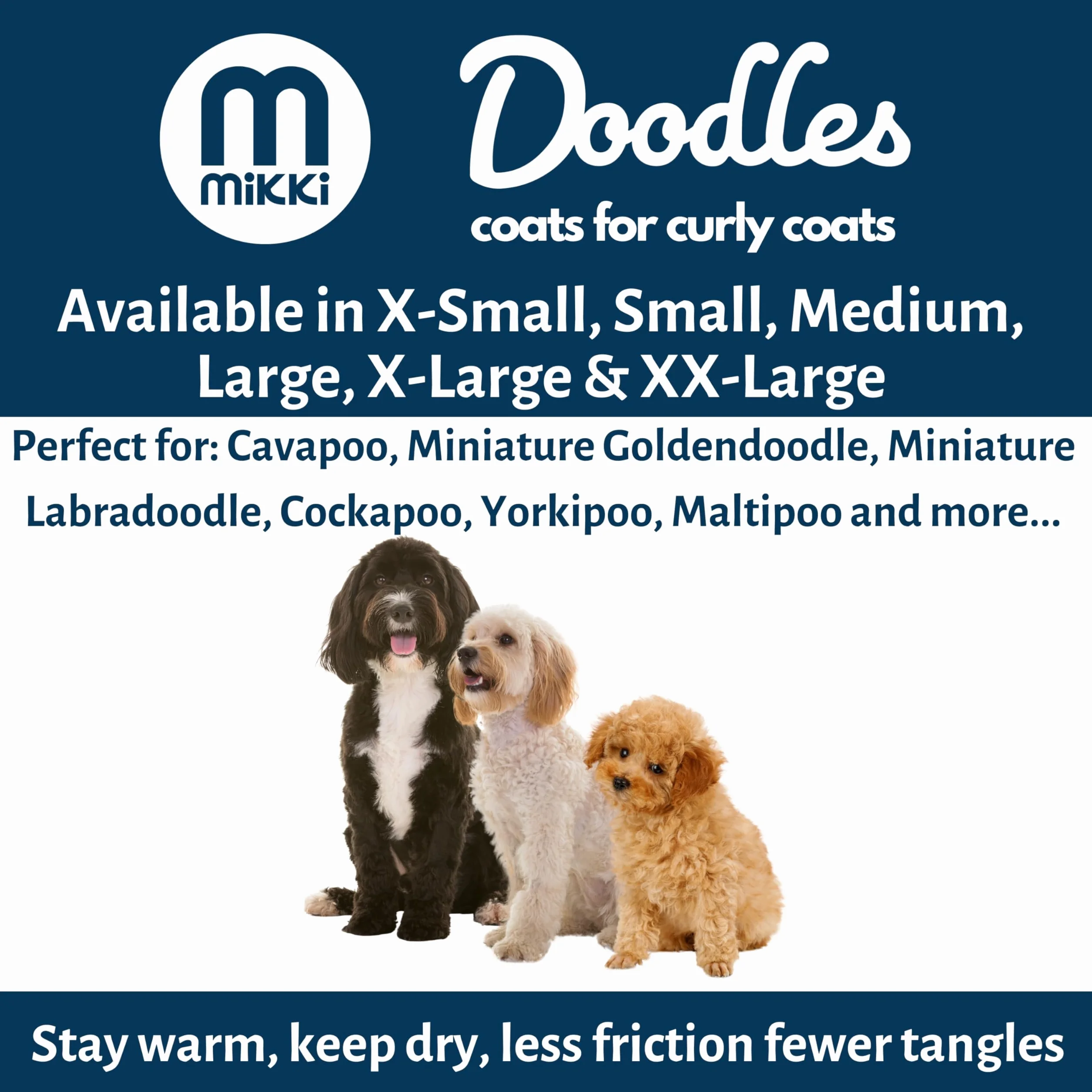 Mikki Doodles, Chubasquero para Perros, Impermeable, Cortaviento, Forro Sedoso, Menos fricción Significa Menos Nudos y enredos, Talla XL