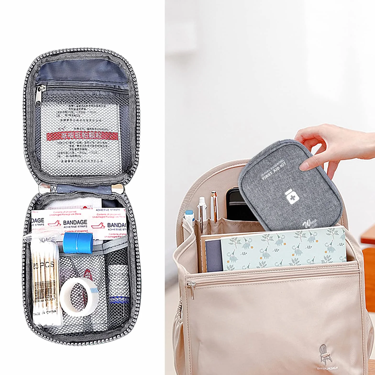 FuninCrea Mini Bolsa de Primeros Auxilios, Kit Portátil de Viaje para Medicamentos