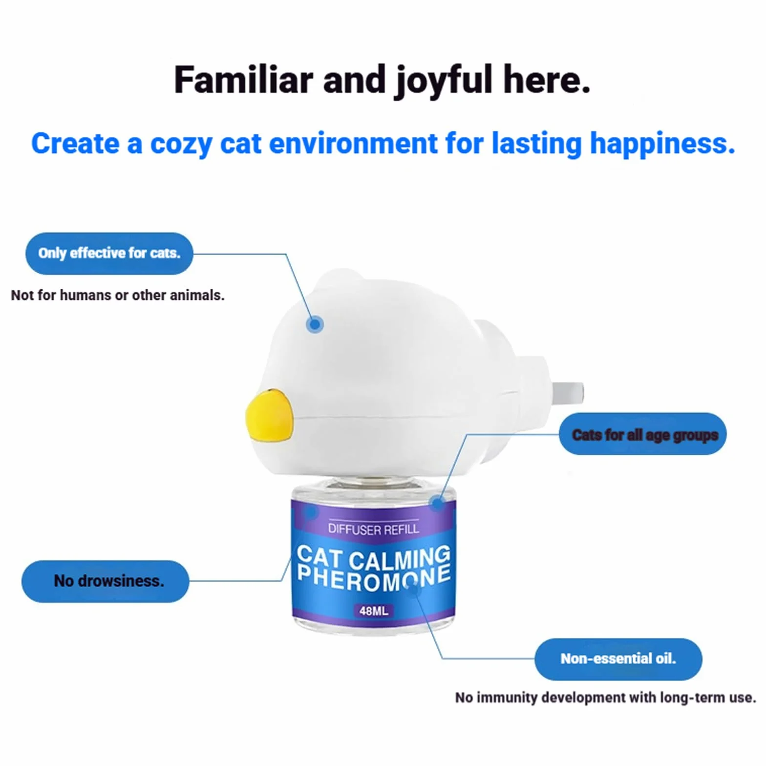 Petwellness Diffuseur Chat, Petwellness Diffuseur Chat Pour Arrêter De Faire Pipi Partout 6 En 1, Pet Wellness Diffuseur Pheromones Chat, Soulage Le Stress Anxieux,Réduit Les Bagarres (6 Bouteilles)