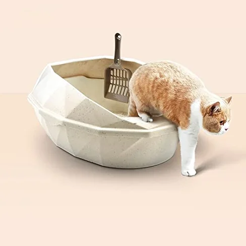 Cajas de Arena Caja de Basura de plástico Desmontable Caja de Arena semicerrada Anti-Splash Cat Roseable Catpans Mascotas Limpieza de Inodoro Suministros Arenero ​Gatos