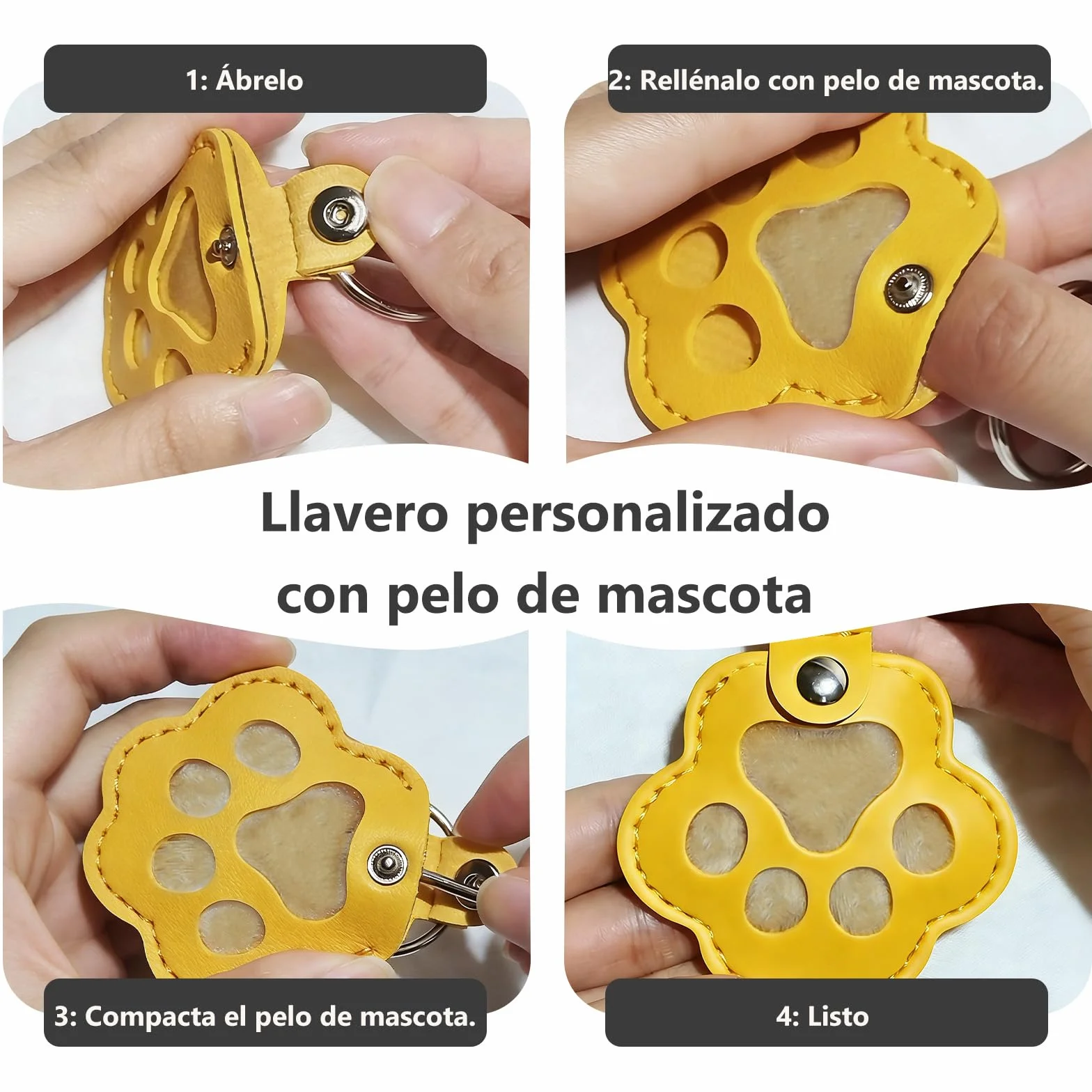 Regalo Conmemorativo Personalizado para Mascotas, Llavero con Foto y Nombre, Porta-Pelos, Piel Grabada para la Pérdida de Perro o Gato, Regalo para Amantes de los Animales