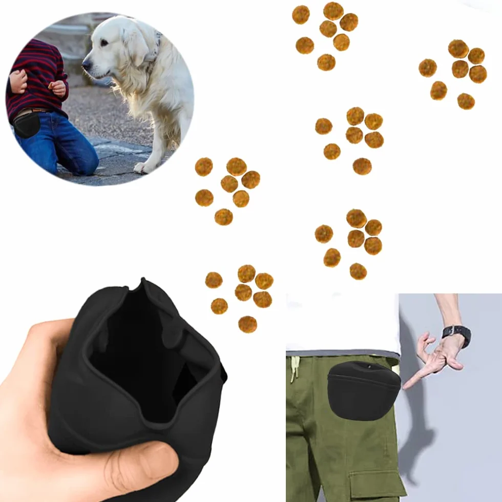 2 Piezas Bolsa Adiestramiento Perros Porta Chuches para Perros Bolsa para Golosinas para Perros para Perros de Silicona Bolsa Contenedor de Comida Portátil Bolsa Premios Perro