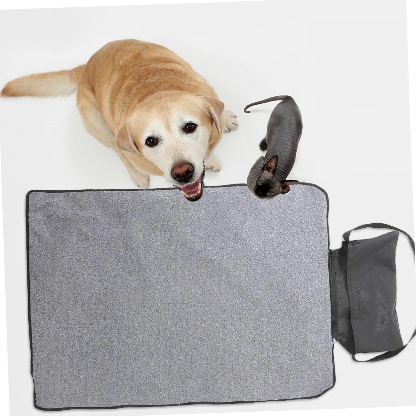 Toyvian Manta Plegable para Mascotas y Térmica, Tela Oxford y Lana de Cordero, Tamaño Portátil, para Exteriores y Viajes, Adecuado para Perros y Gatos