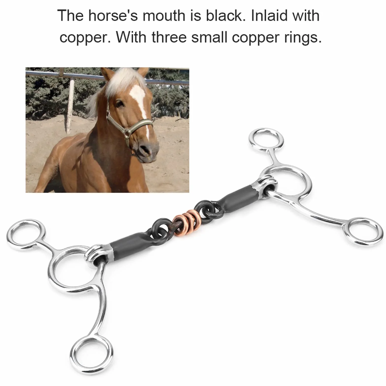 Mordaza de Caballo barrel racing horse bit Broca de Mordaza de Acero Inoxidable con Anillo Suelto Ecuestre con Boca de Acero Negro barrel racing horse Losse ring