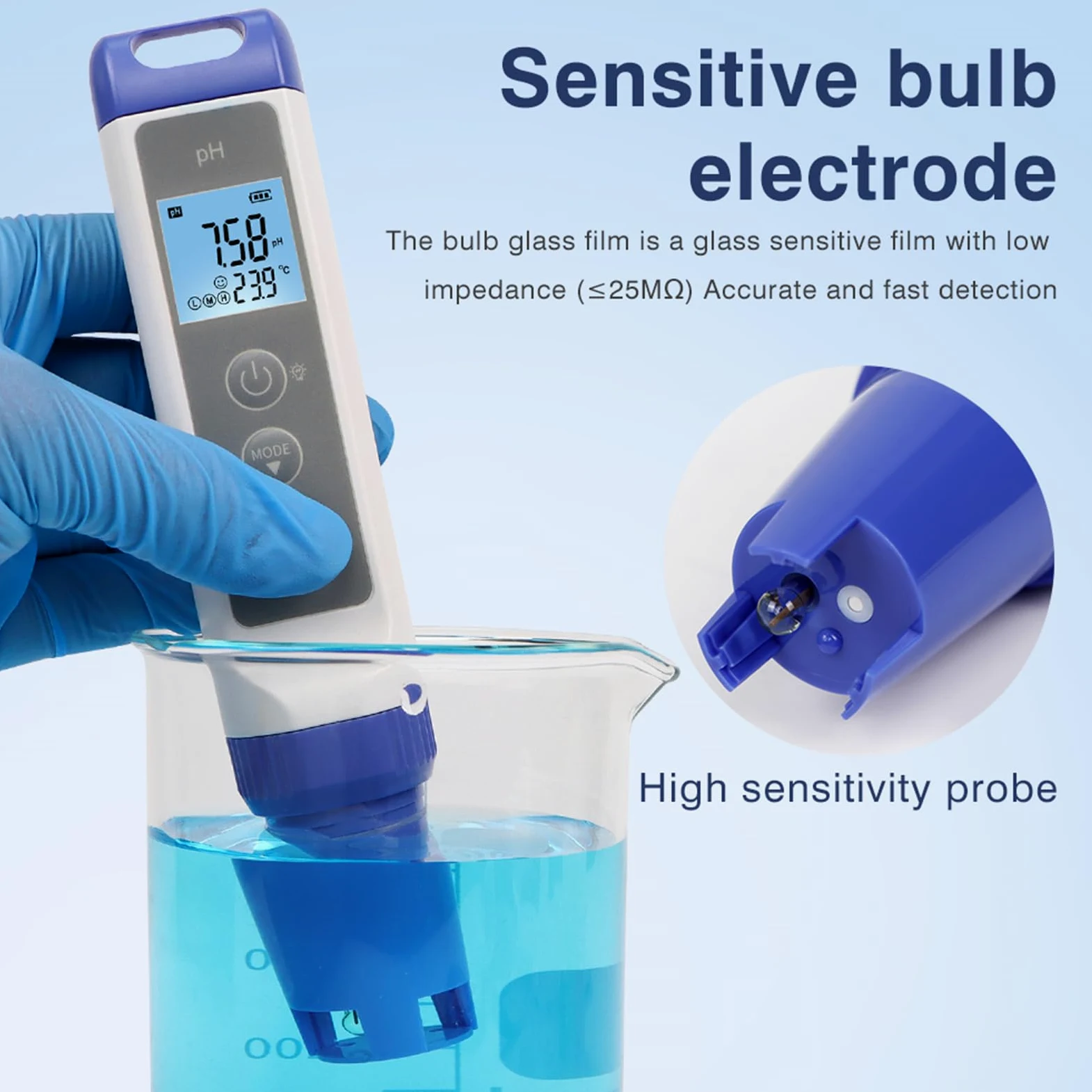 Lápiz de detección de agua ABS con pantalla LCD para piscina acuarios, calibración automática, analizadores de agua portátiles