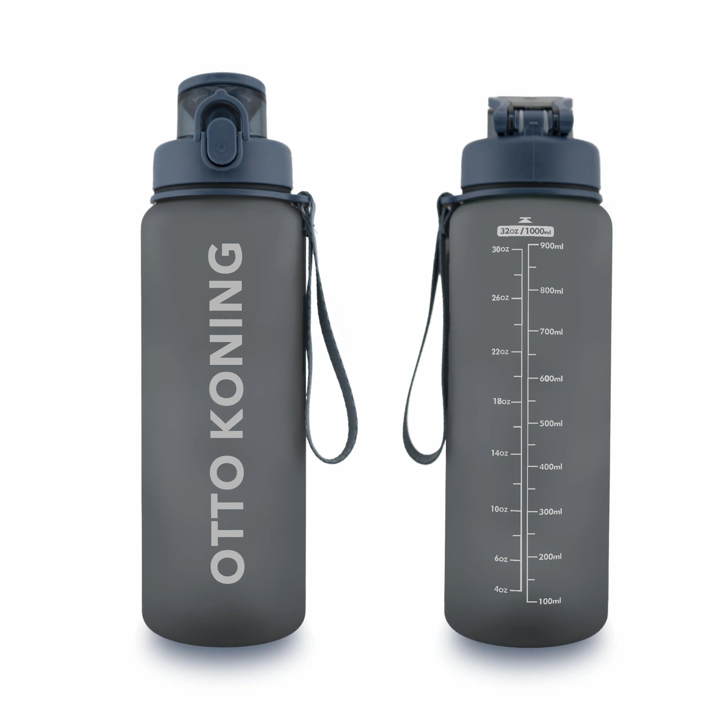 Otto Koning Botella Agua 1L Deportiva Sin BPA Hermética Boca Ancha Correa Resistente Reutilizable