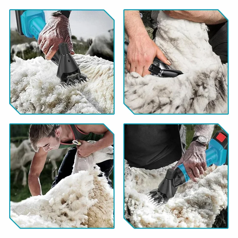 Esquiladora de ovejas,Esquiladora eléctrica a batería profesional,3500 revoluciones por minuto,6 velocidades ajustables y 2 baterías,Conviene para ovejas, cabras y caballos (color azul)