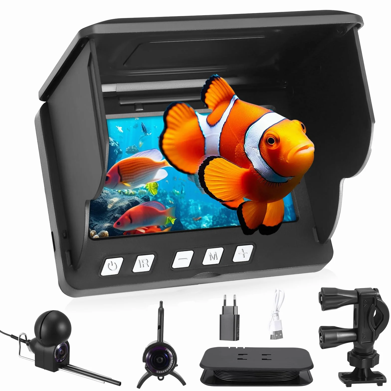 Cámara subacuática de pesca Fishfinder 220° visión nocturna infrarrojos HD 30m cable para pescadores