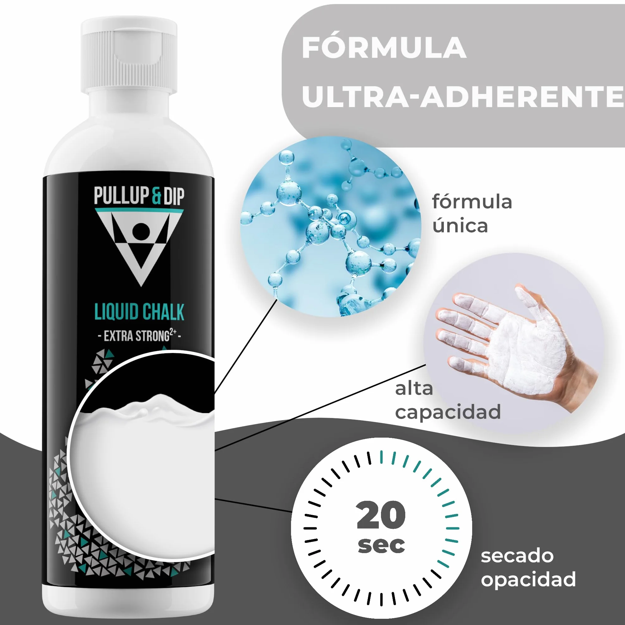 Magnesio Liquido PULLUP & DIP Tiza Liquida para Agarre Escalada Gimnasio Levantar Pesas Bouldering Calistenia Cecado Rapido Extra Fuerte