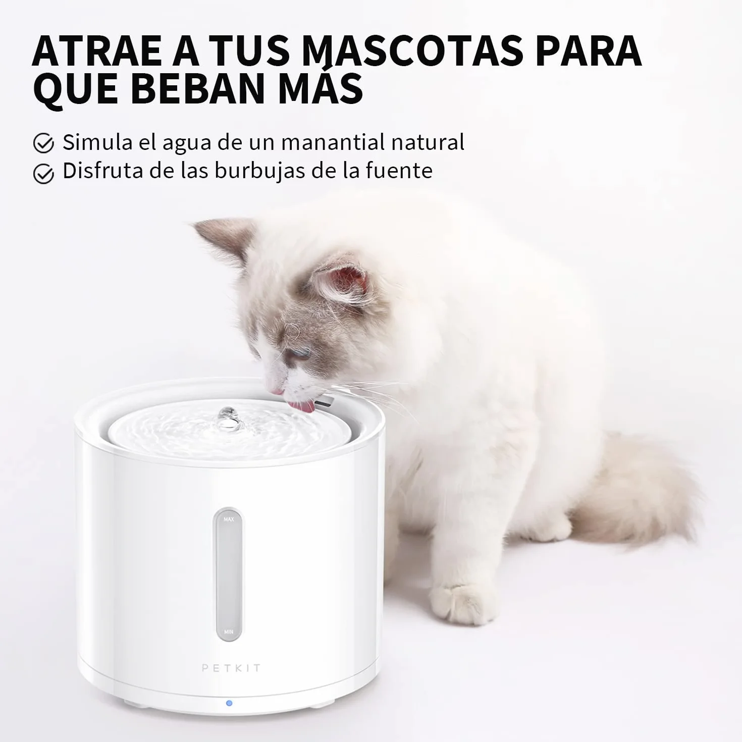 PETKIT EVERSWEET Fuente para Gatos 2L, Bomba Inalámbrica, Control de App, Bebedero Gatos Automatico, Ultrasilencioso, 3 Flujos de Agua, Filtro Triple, Ventana de Nivel de Agua, Luz Led