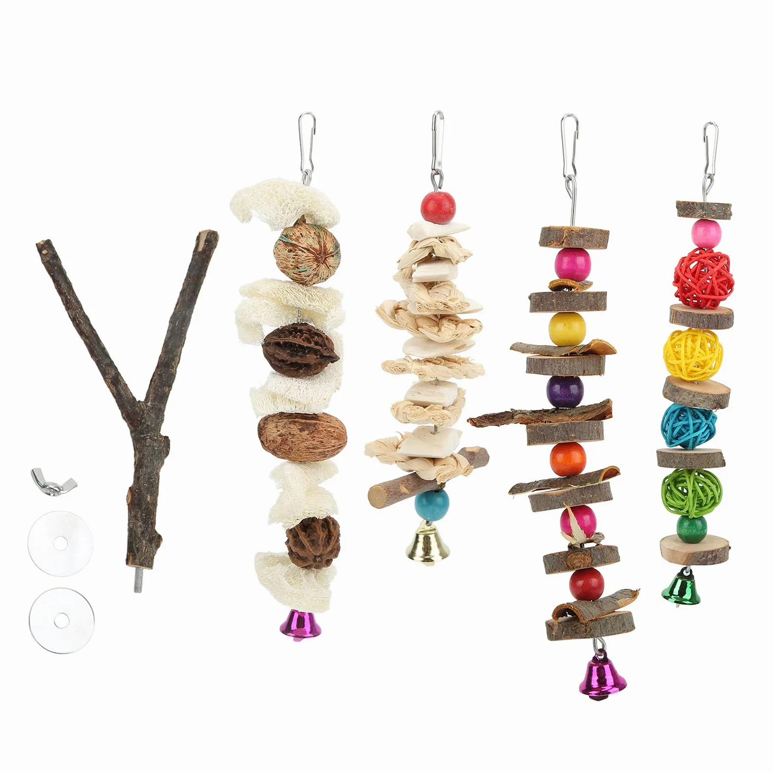 Columpio para loros, juguete con soporte para loros, multicolor, alivia el aburrimiento para el gris africano para calopsitte para guacamayos