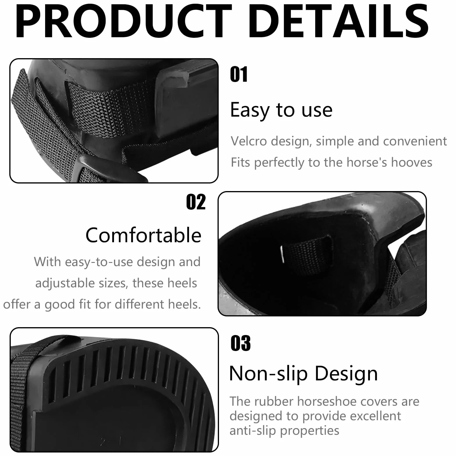 1 Par Botas de Goma para Cascos, Protección para Cascos de Caballos, Antideslizamiento Botas de Goma para Caballos, Herraduras para Cascos Lesionados, Diseñado para Soporte en Lesiones (M)