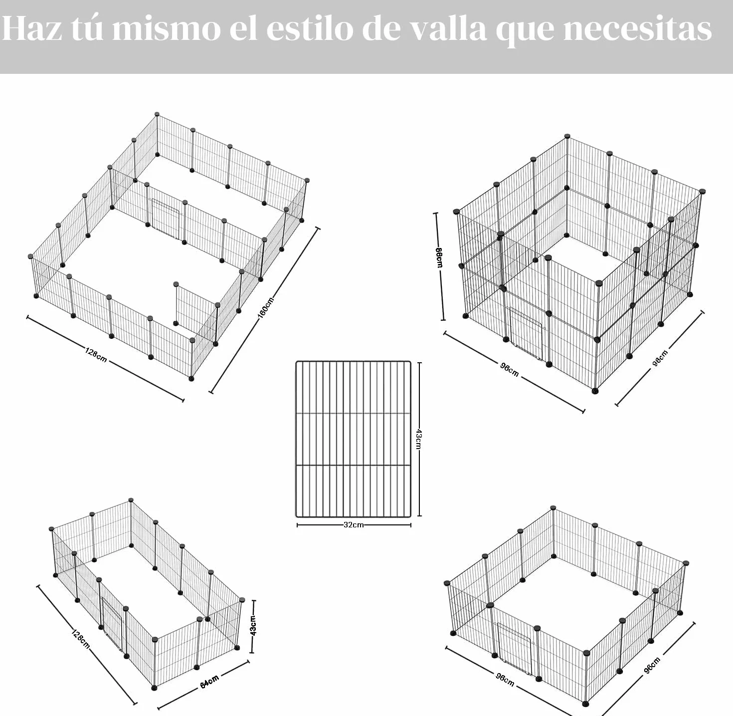 PILIN Corral para animales pequeños con puerta, valla para mascotas con alfombra impermeable, jaula para conejos, jaula para cobayas, cachorros, gatitos 30x38 12 piezas