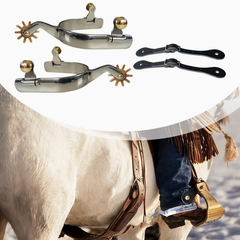 Espuelas de Caballo de Acero Inoxidable con espuela de Cobre, antioxidantes, Equipo de Carreras para Botas ecuestres, Amantes de la equitación.