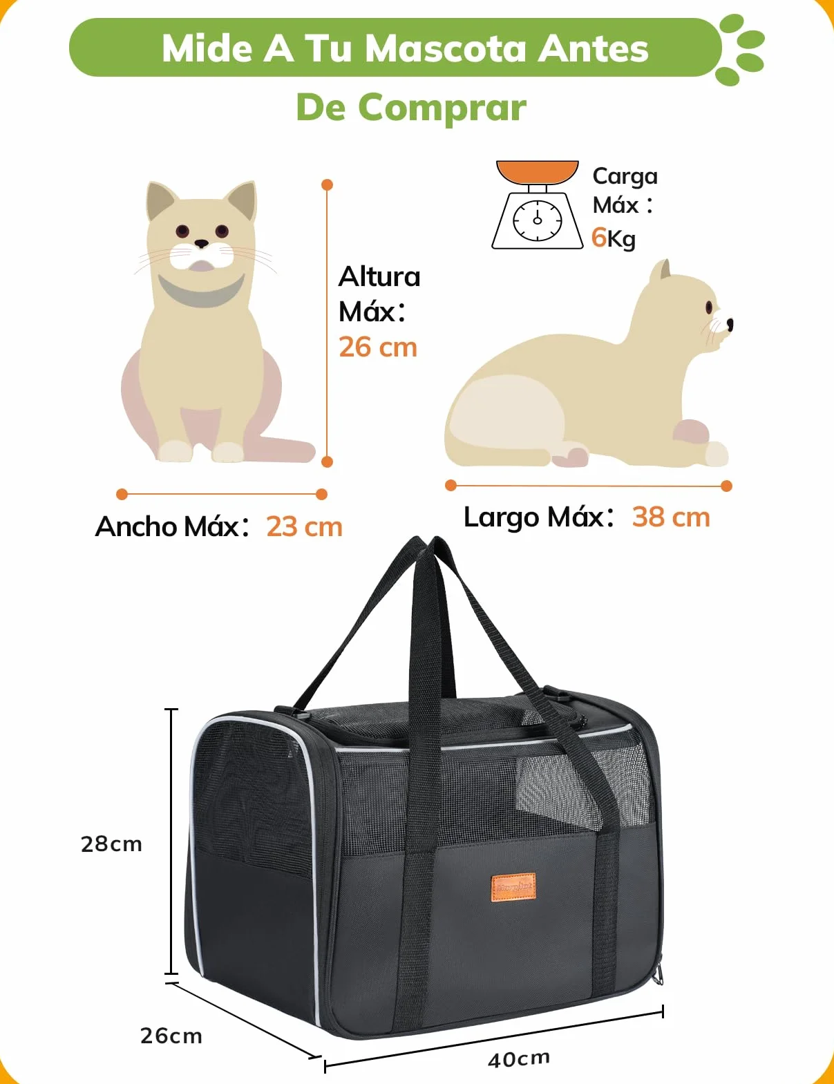 Morpilot Transportín Perro y Gato, Bolsa de Transporte Plegable y Transpirable con Correa de Hombro Ajustable, Ideal para Gatos y Mochila de Viaje para Perros Pequeños