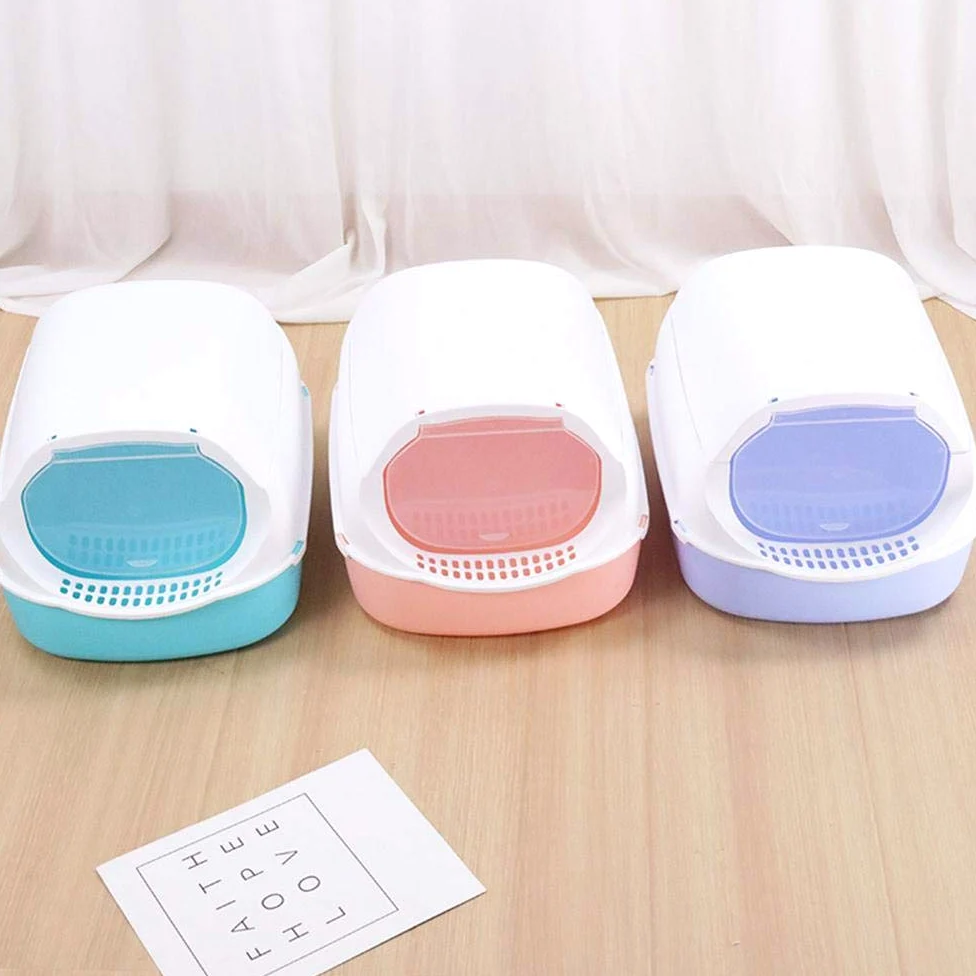 Cajas de Arena Caja Cerrada Completa Caja de Arena de plástico Desodorante Gato Gatito Anti Splash Inodoro Interior Limpio Arena Bedpan Cuenca Gatos Suministros de Limpieza Arenero ​Gatos