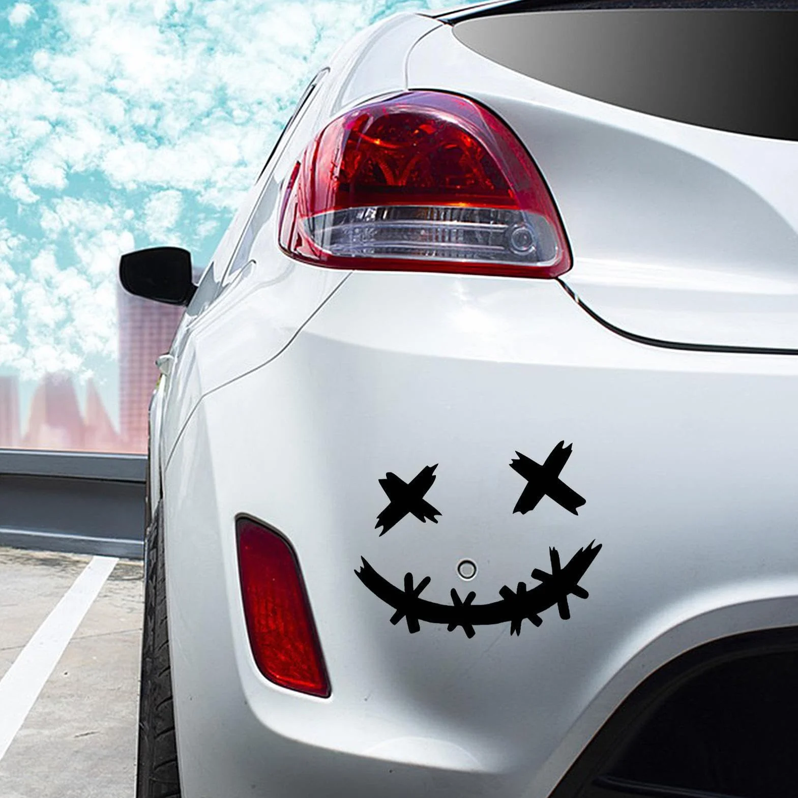 Pegatinas Impermeables Decorativas con Cara Sonriente para Autos, Coches y Bicicletas