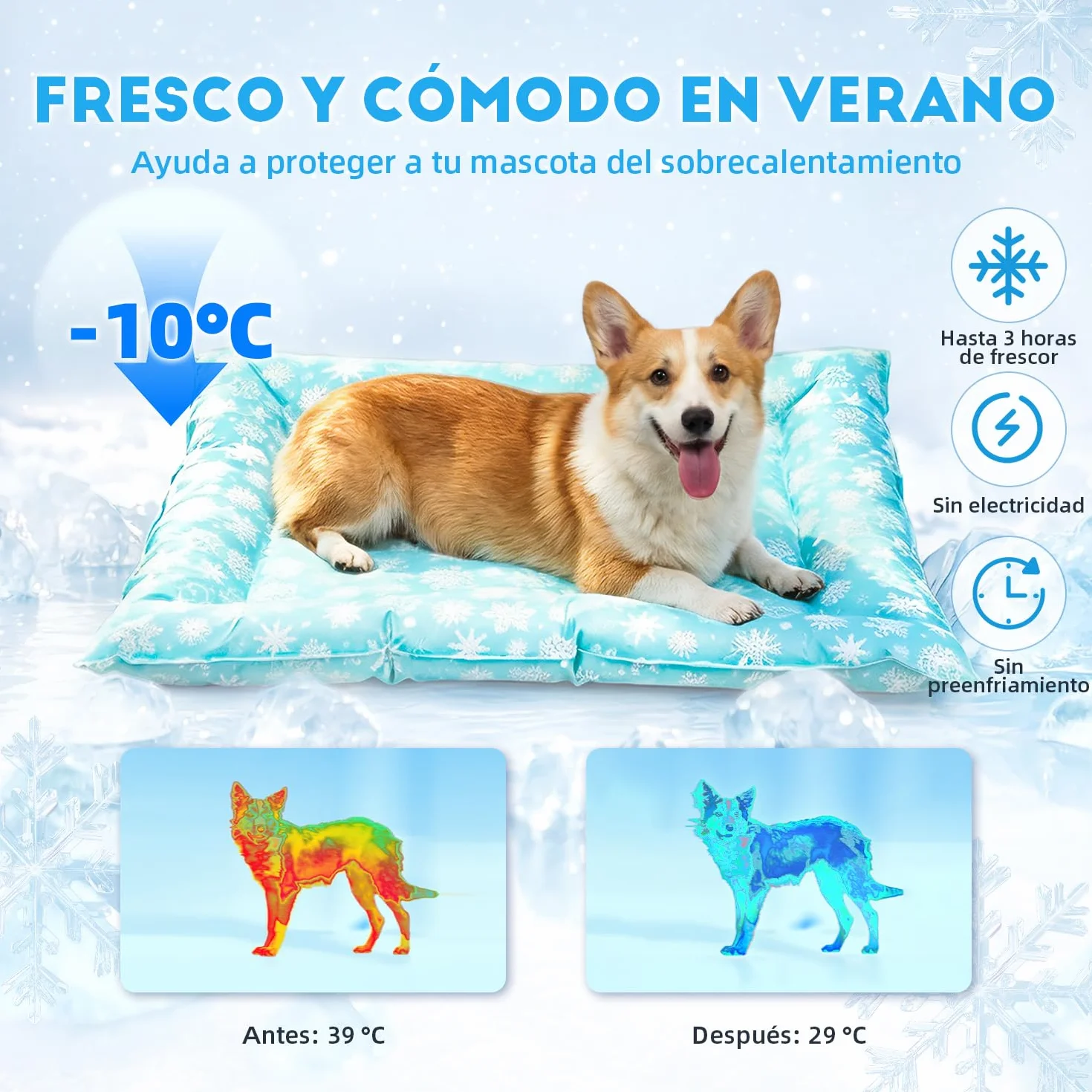 Pawtasy Alfombrilla Refrescante para Perros y Gatos Manta refrescante Perro Cama refrigerante Alfombra colchoneta Fria de Verano Fresca para Mascotas pequeños S 56 x 66 cm