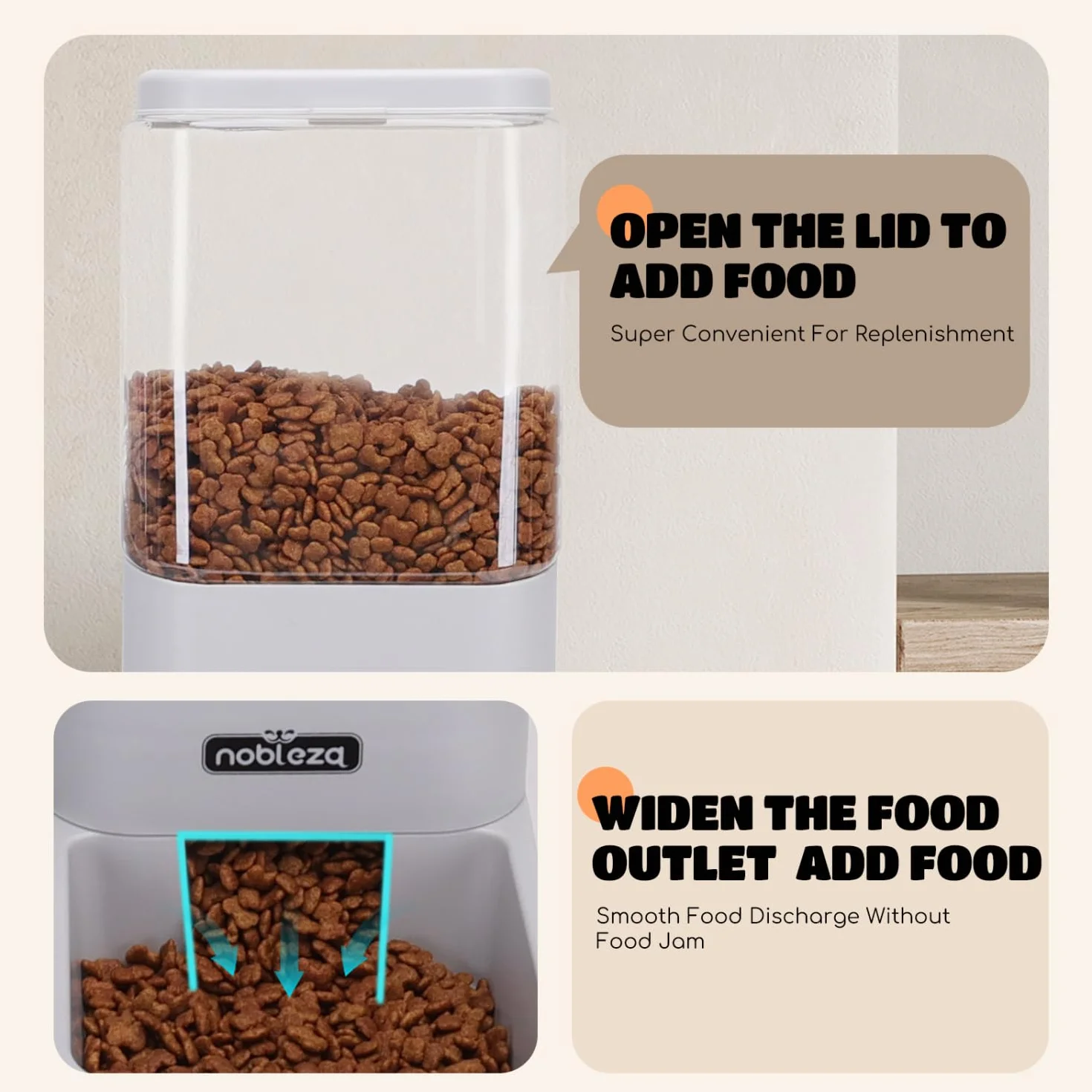 Nobleza Comedero Automático y Bebedero Gatos Perros， Dispensador Comida Gatos y Perros 3.8 L， para Perros y Gatos pequeños y medianos， Pack 2 Unidades
