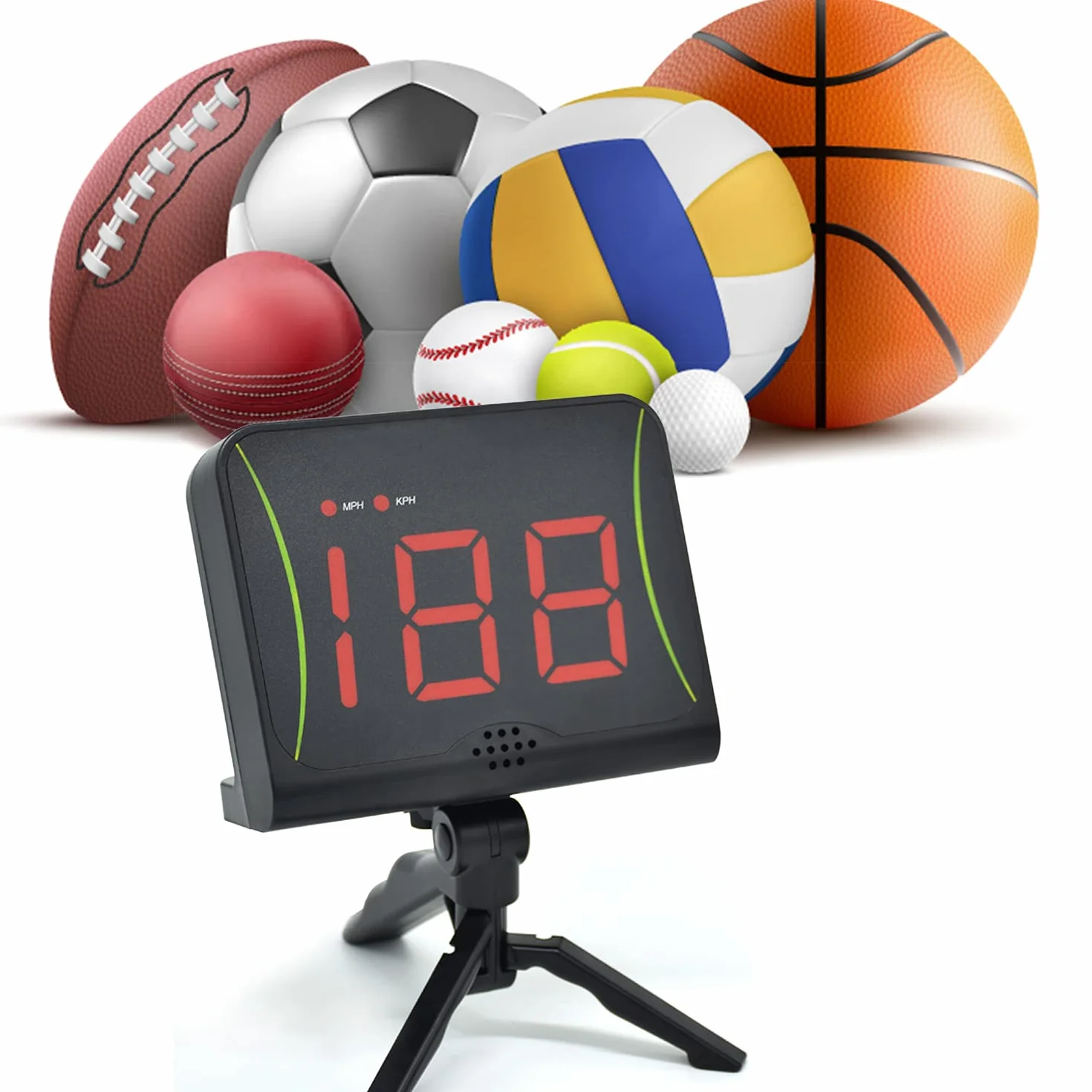 Radar de velocidad de béisbol OYE con LED rojo, medición MPH y KPH para hockey, fútbol
