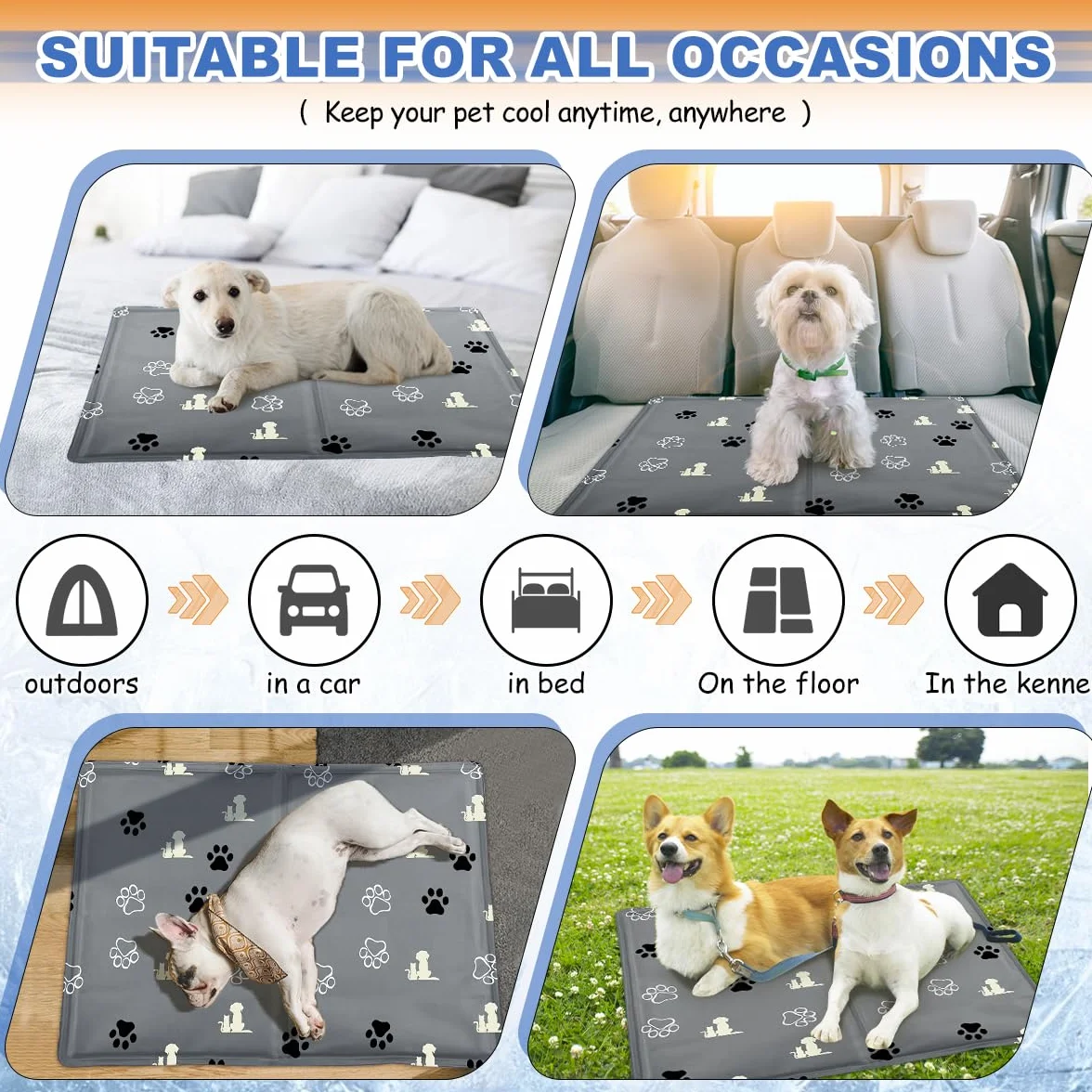 Manta Fría y Cama Refrescante para Perros y Gatos 65*50cm con Gel No Tóxico, Duradera Refrigerante Ideal para Mascotas Pequeños Medianos en Verano