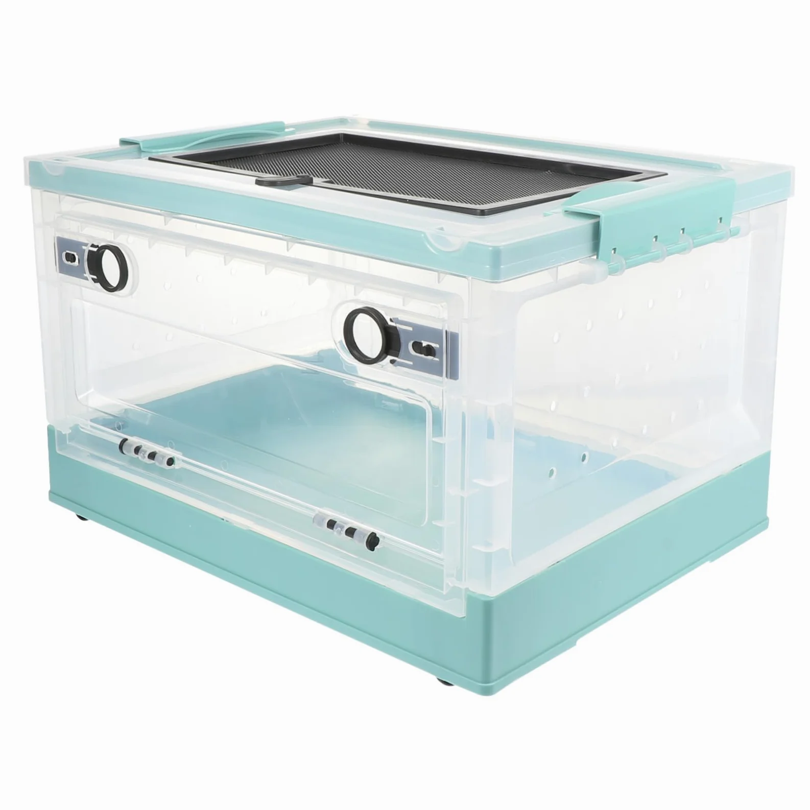 Jaula Portátil para Hámster de Plástico Azul, 1 Set, Compacta | Buena Circulación de Aire, Diseño Transpirable, Fácil de Operar, Contenedor para Cría de Mascotas, Accesorio para Mascotas