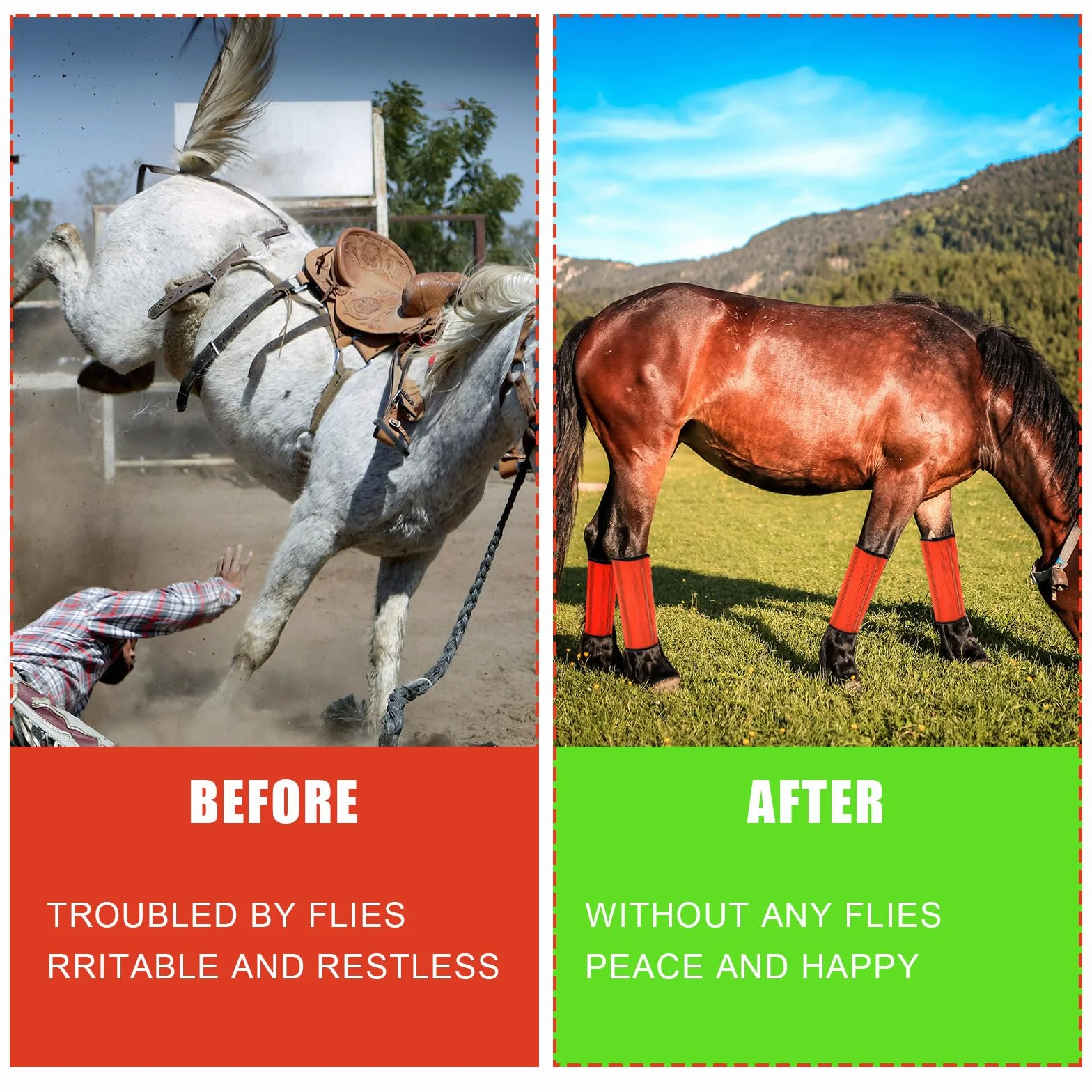 SAVITA 4 Piezas de Botas para Caballo, Botas Antimoscas de Malla Fina Transpirable para Caballos Botas Antideslizantes para Caballos Cascos Antipicaduras de Moscas Horse Accessories(Naranja)