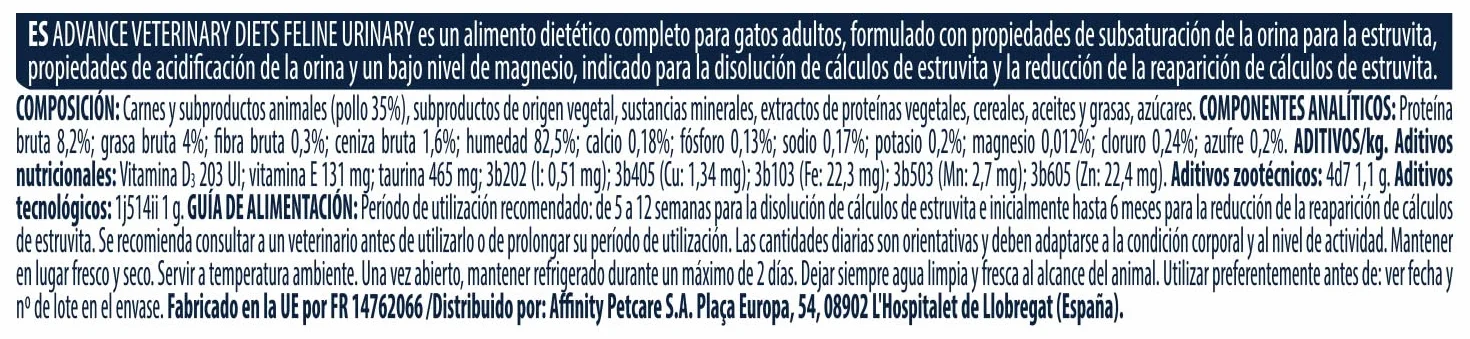 Advance Veterinary Diets Urinary - Comida Húmeda para Gatos: Multipack 12 bolsitas de 85g