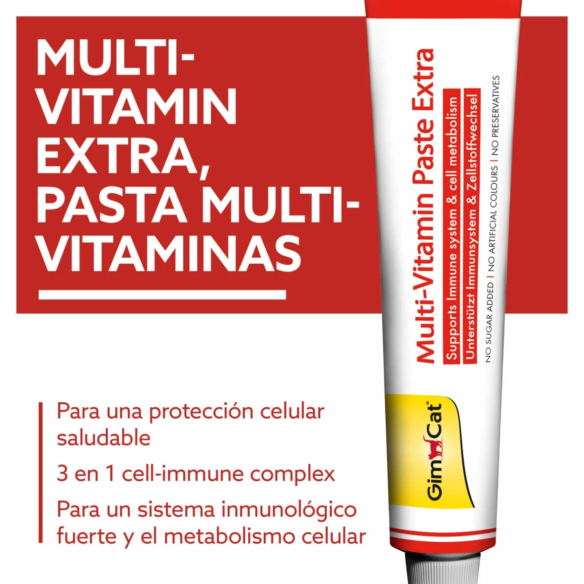 GimCat Multi-Vitamin Extra, pasta multivitaminas - Snack para gatos, con beta-glucano y omega 3 & 6 para una protección celular saludable - 1 tubo (1 x 200 g)