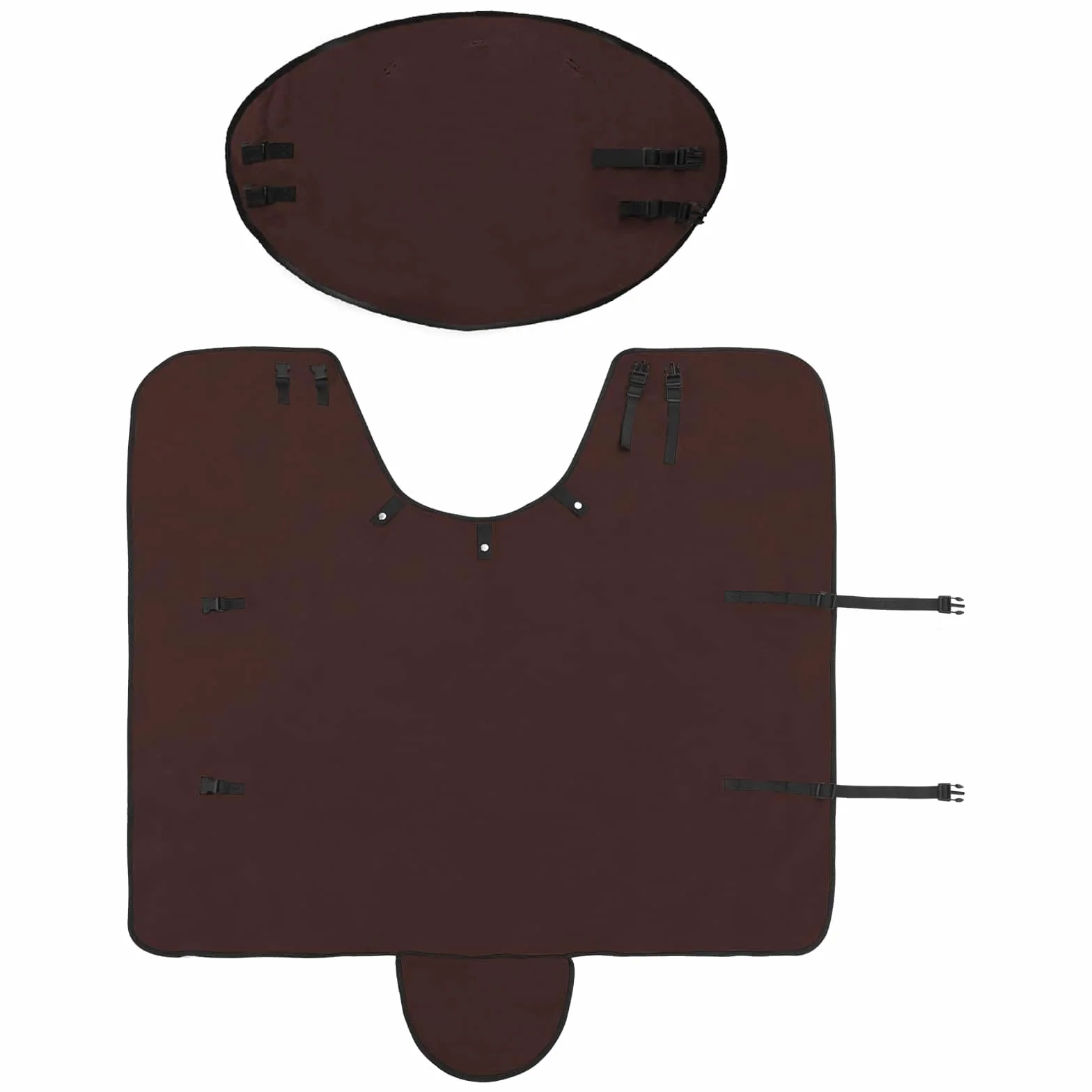 Manta de invierno para caballo, color marrón oscuro, 75 cm, poliéster con funda extraíble, transpirable e impermeable, para transporte de pastos, con cierre en el pecho y cinturón abdominal